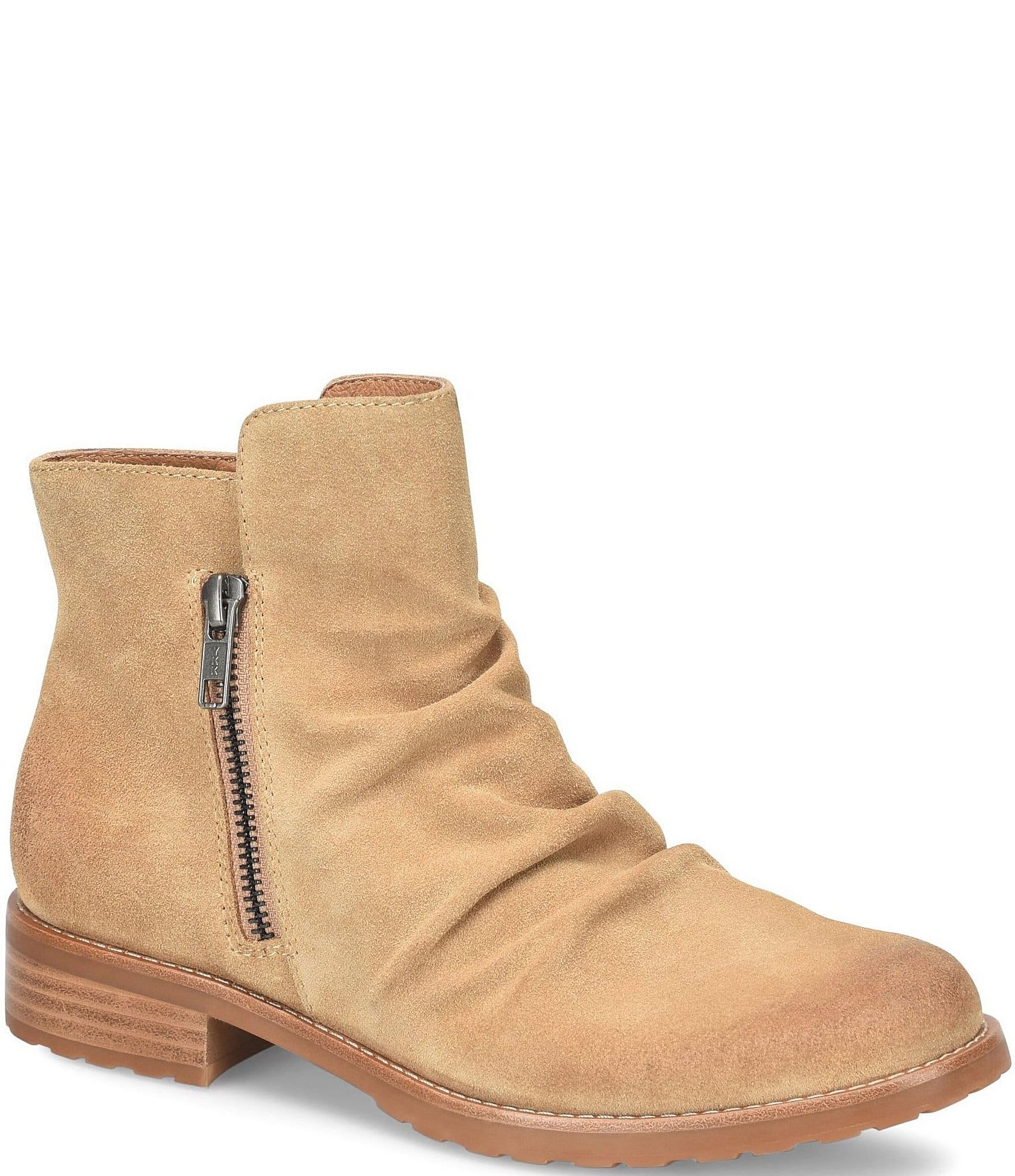 Sofft Beckie II Ruched Suede Zip Booties | Dillard's