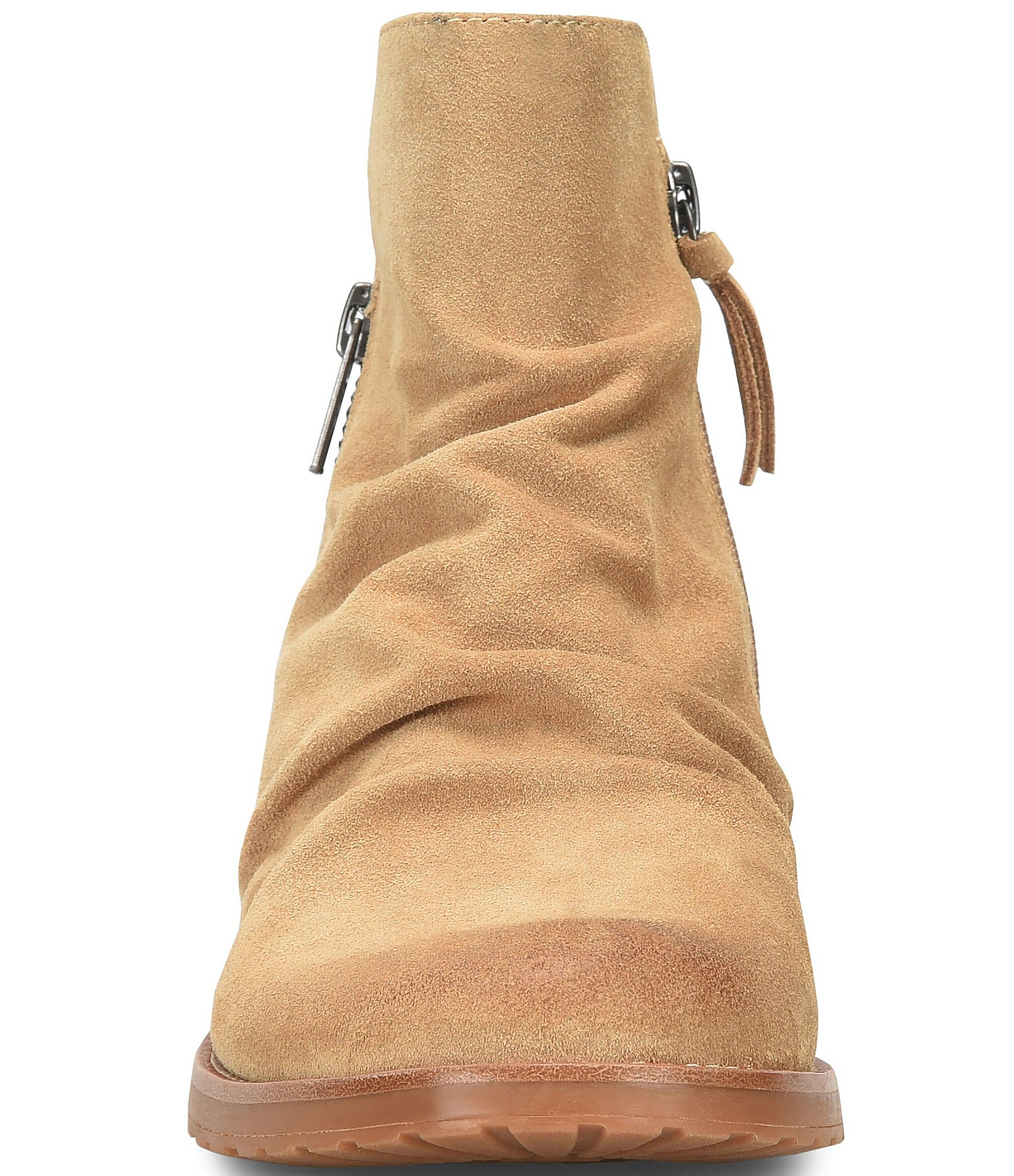 Sofft Beckie II Ruched Suede Zip Booties