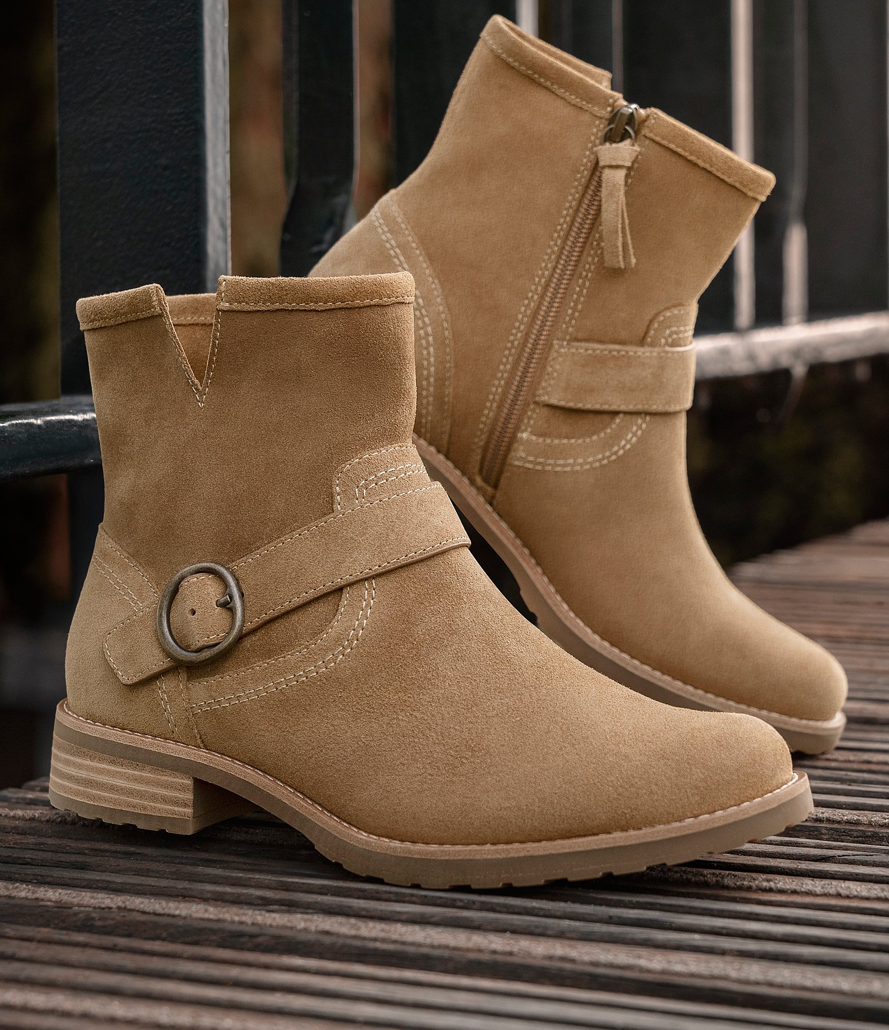 Sofft Beth Aqua Sofft Collection Suede Waterproof Buckle Booties