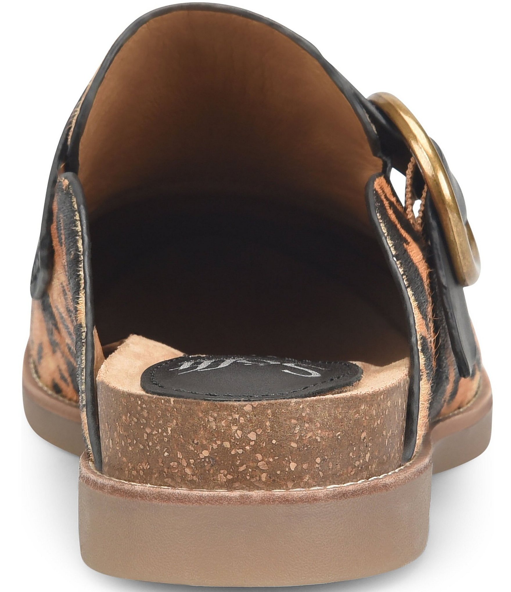 Sofft Billie Cheetah Print Calf Hair Buckle Hardware Clogs