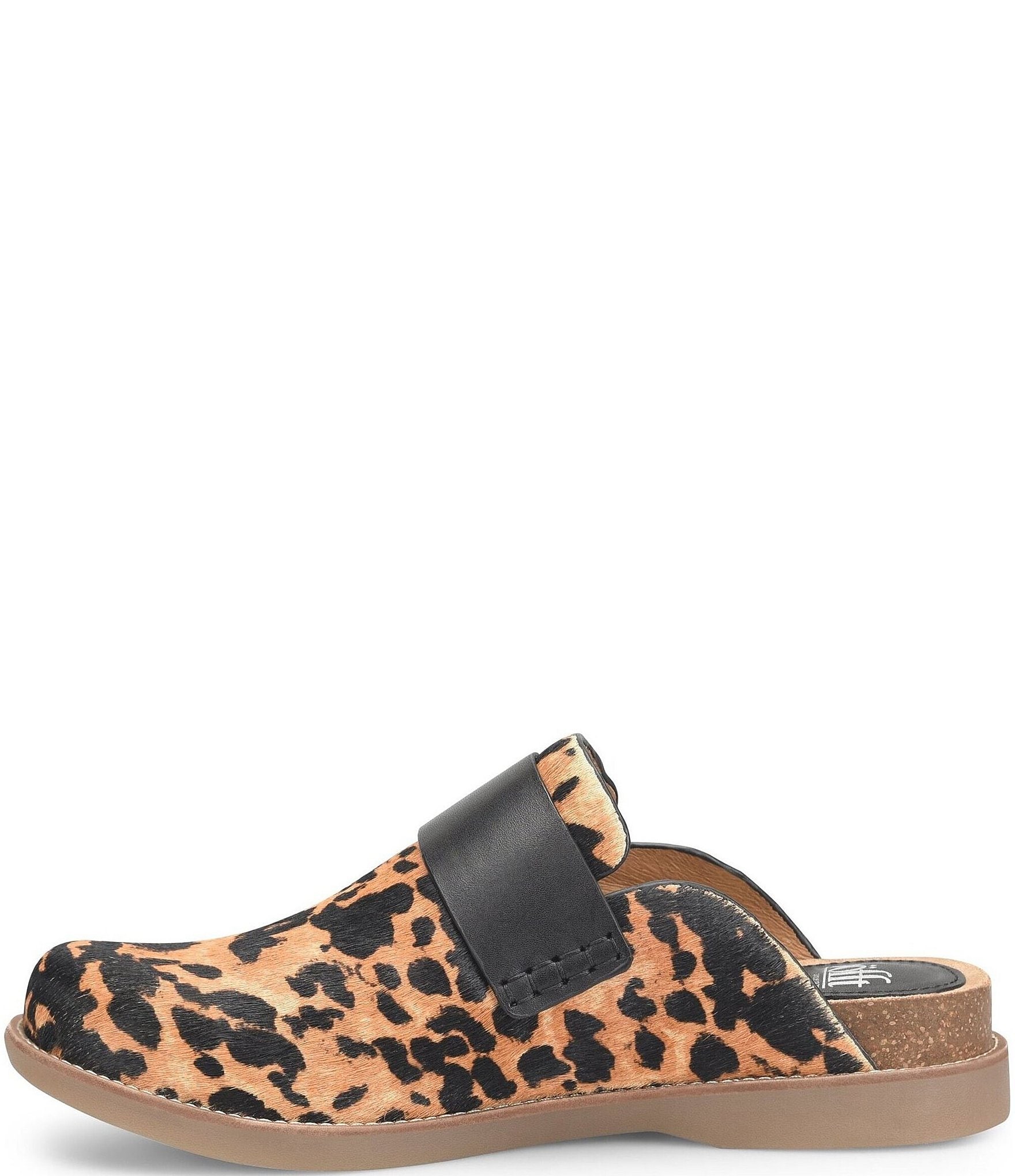 Sofft Billie Cheetah Print Calf Hair Buckle Hardware Clogs
