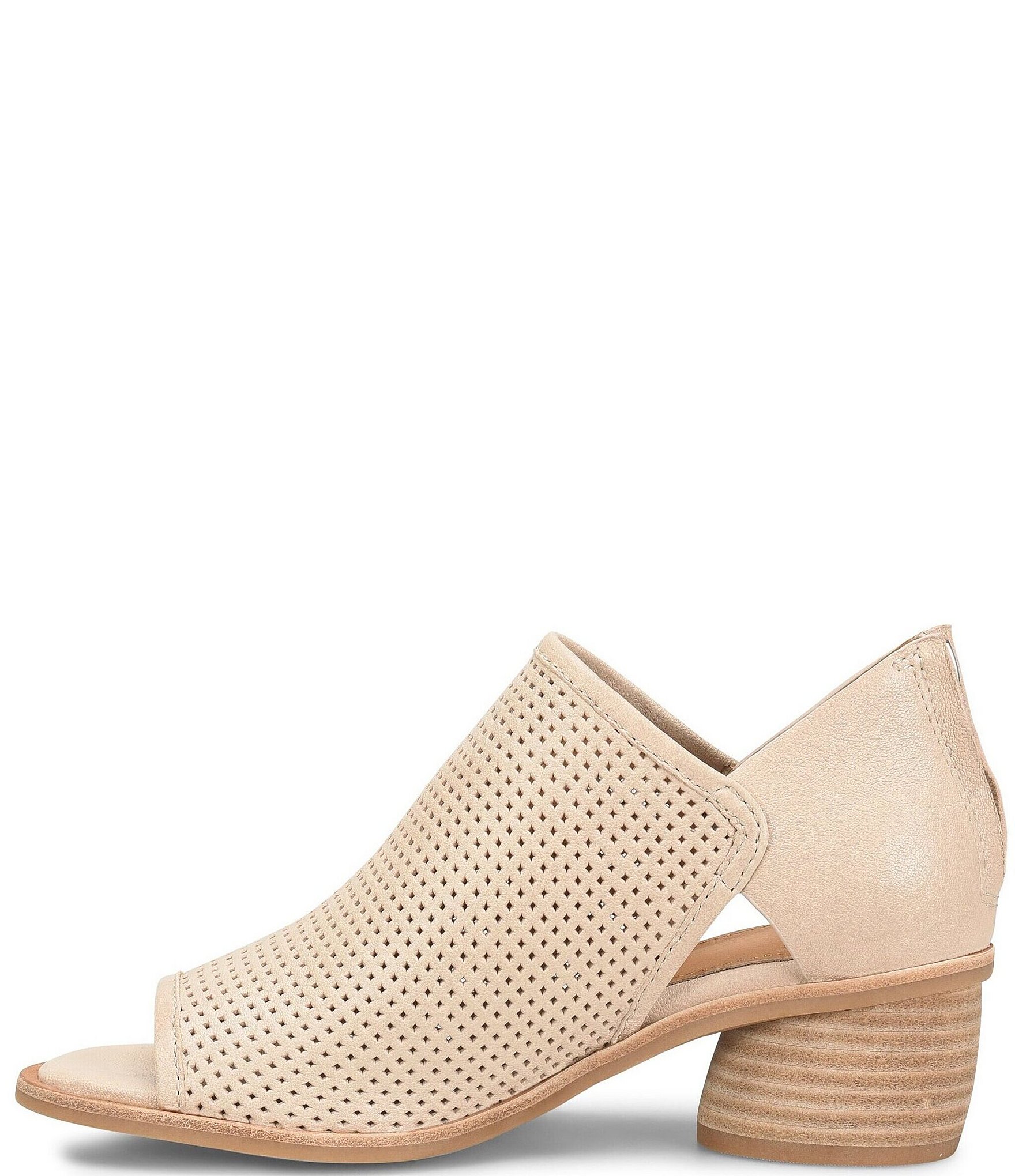 Sofft Carleigh Perforated Leather Stack Heel Peep Toe Booties