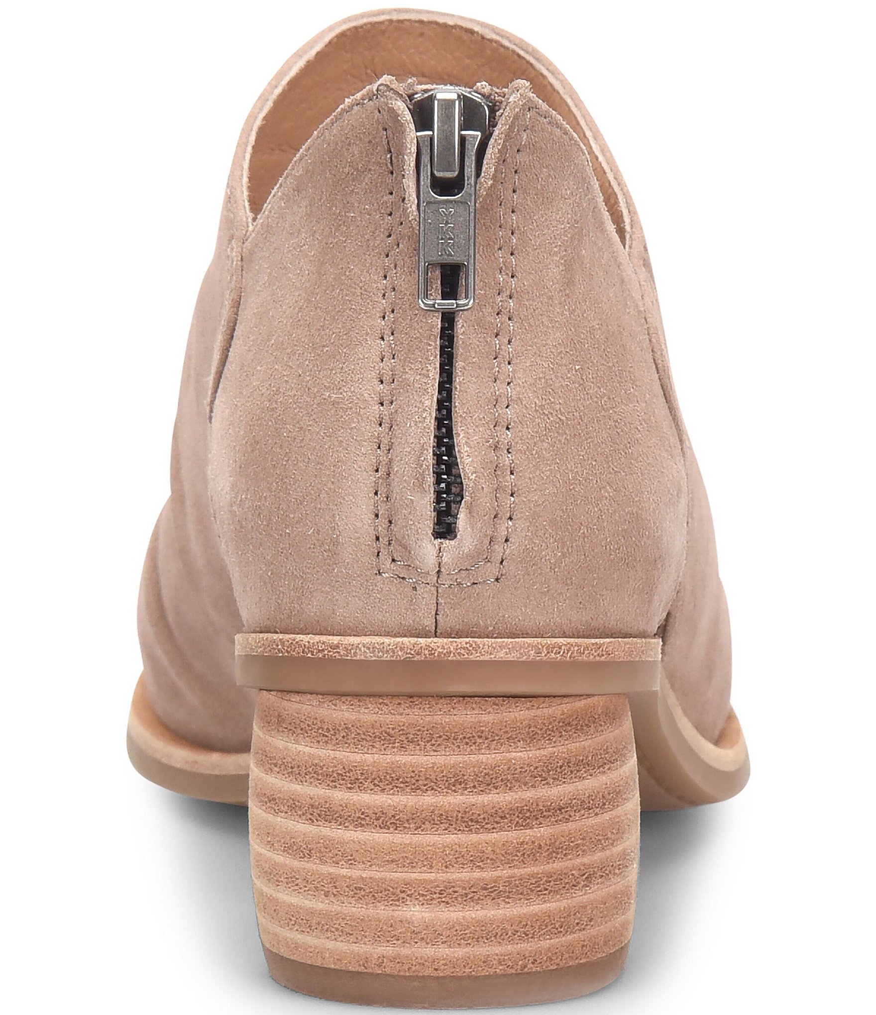 Sofft Catelyn Ruched Suede Rounded Stack Heel Peep Toe Shooties