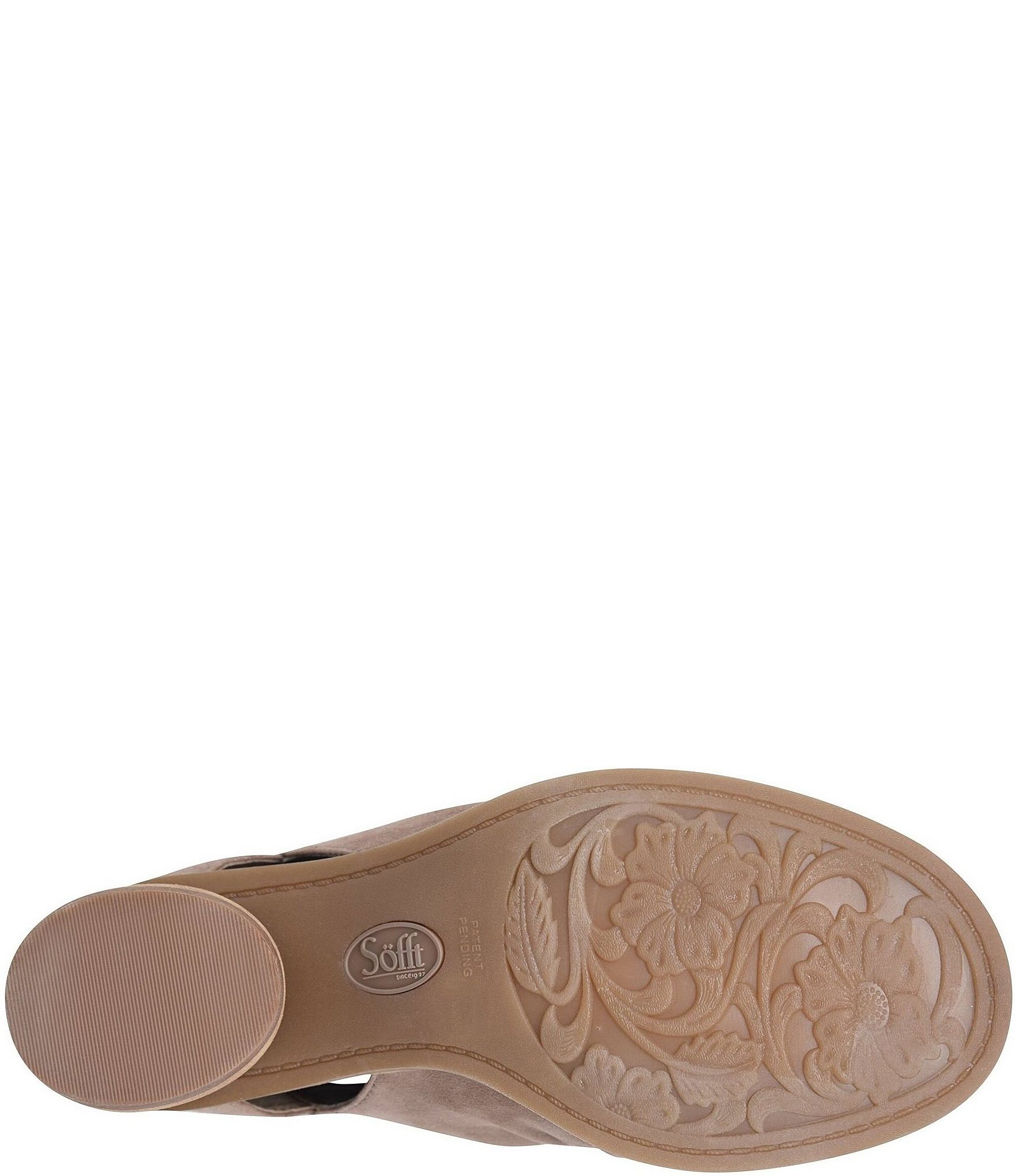 Sofft Catelyn Ruched Suede Rounded Stack Heel Peep Toe Shooties