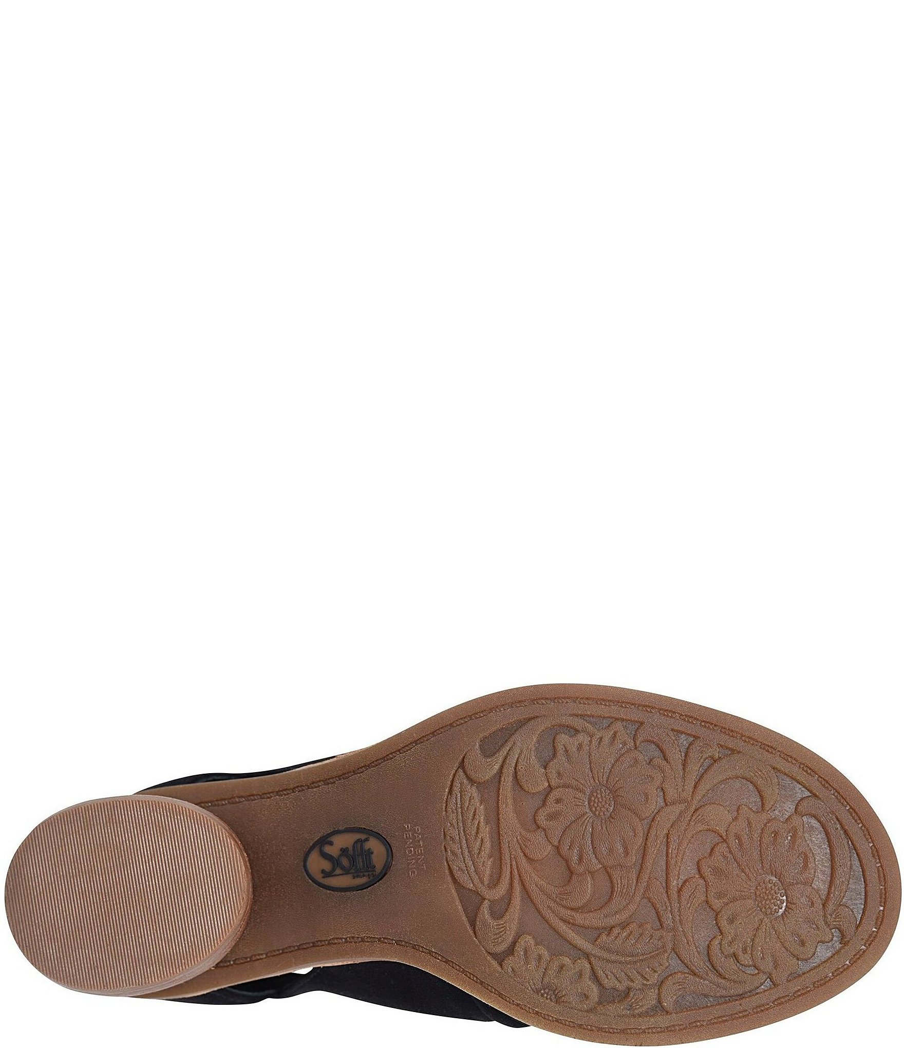 Sofft Catelyn Ruched Suede Rounded Stack Heel Peep Toe Shooties