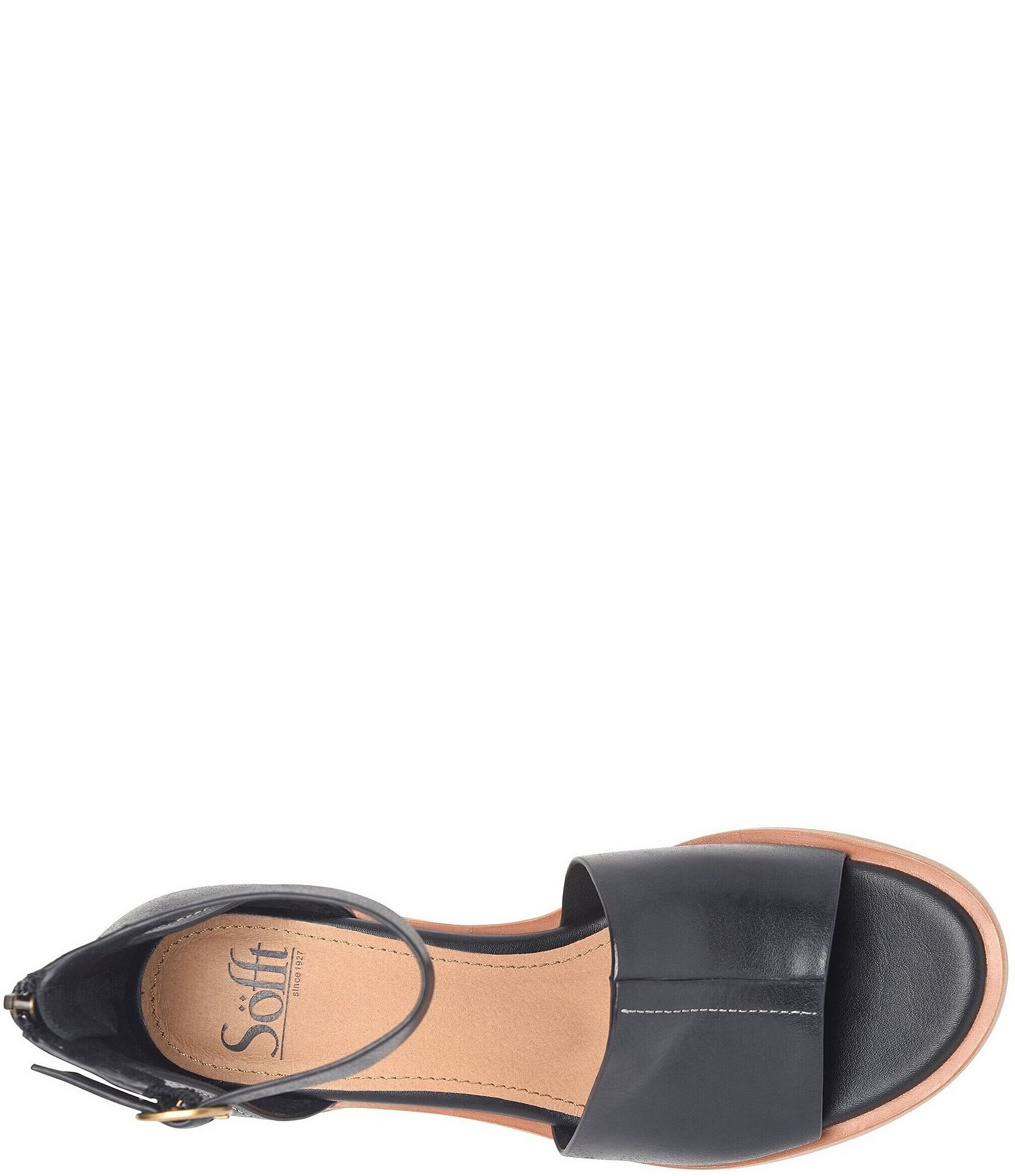 Sofft Colby Leather Rounded Heel Ankle Strap Sandals