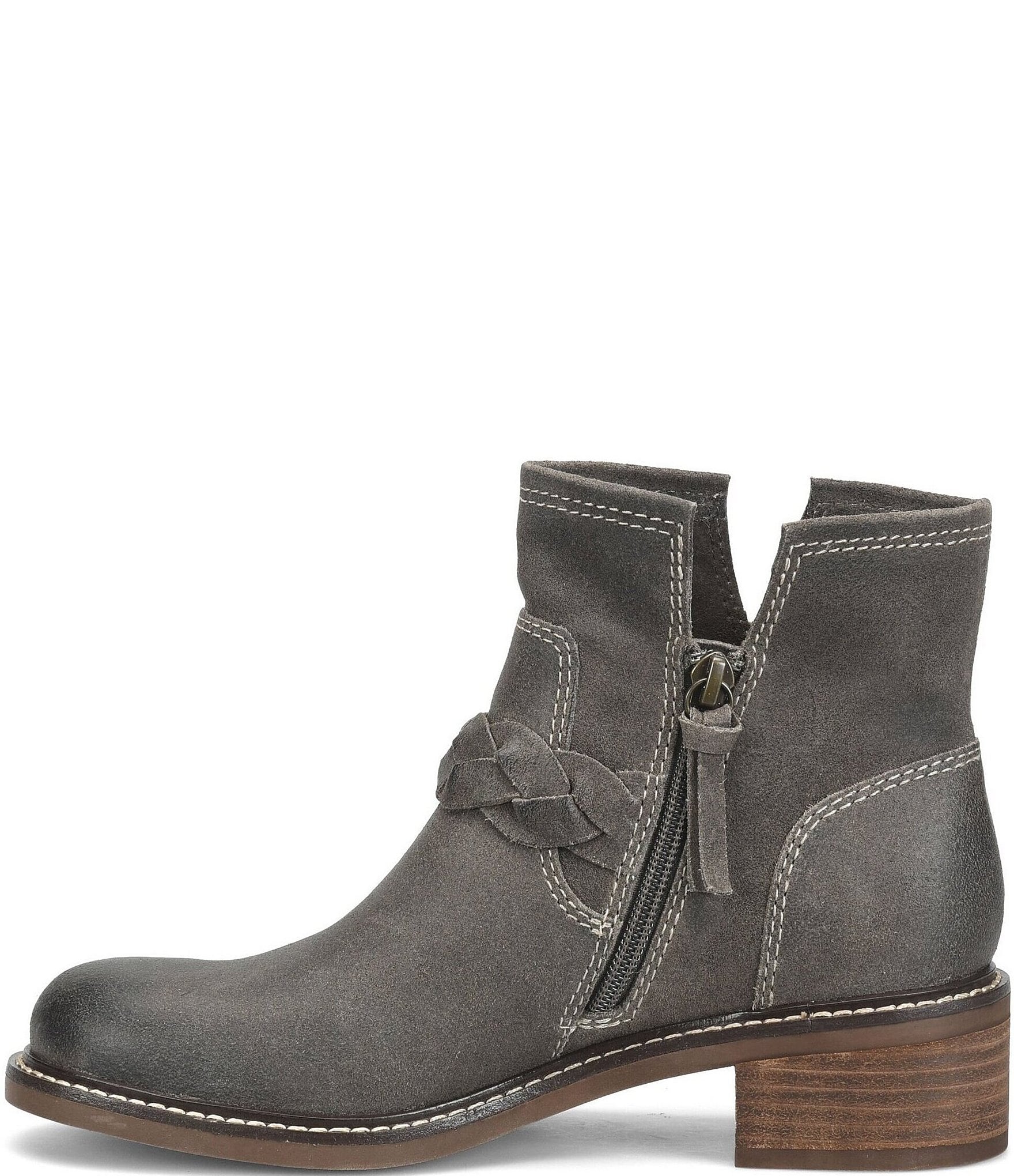 Sofft Miley Suede Braided Buckle Hardware Booties