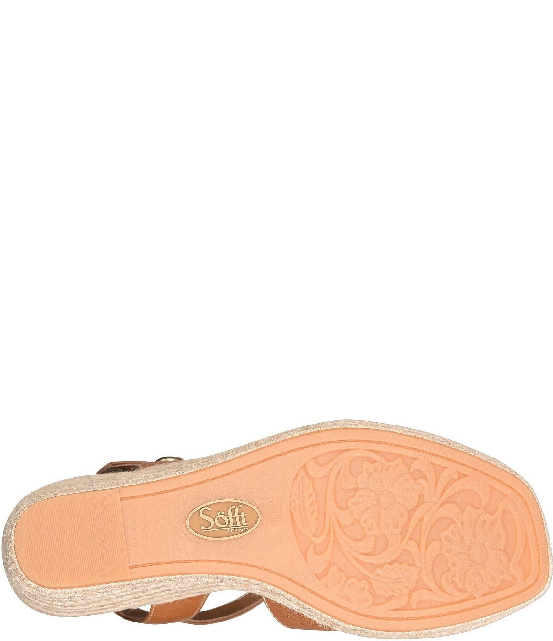 Sofft Norma Strappy Leather Platform Espadrille Wedge Sandals