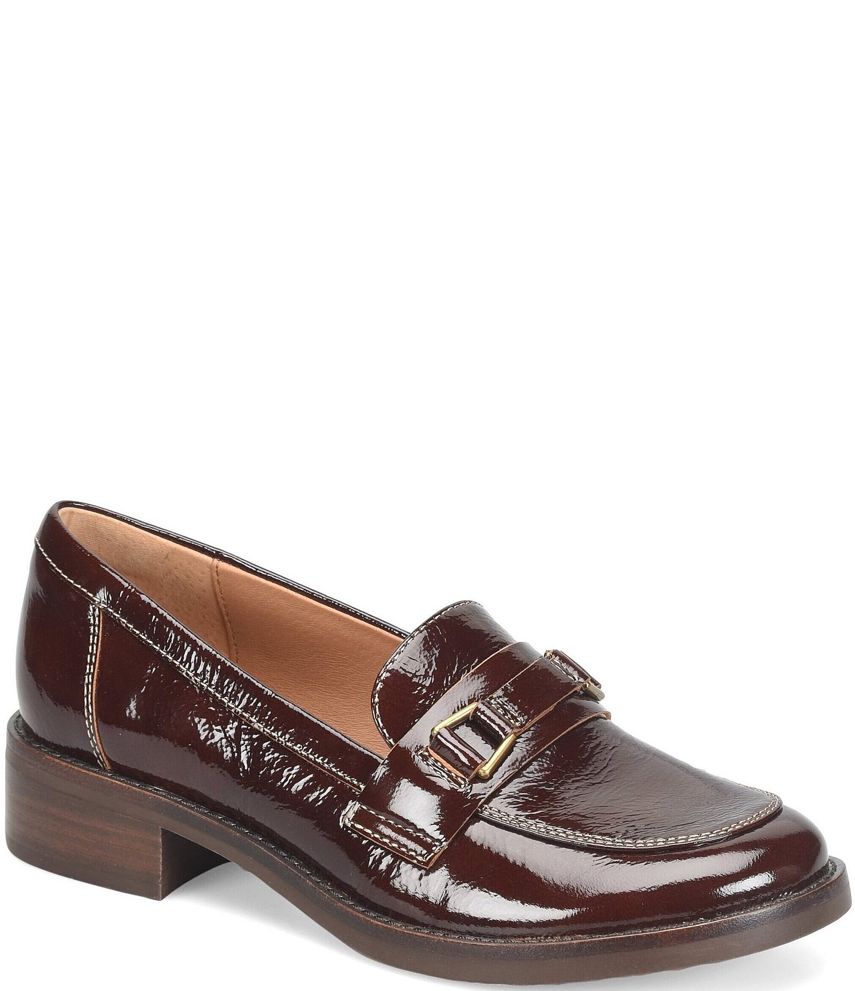 Sofft Nova Crinkle Patent Leather Bit Buckle Loafers