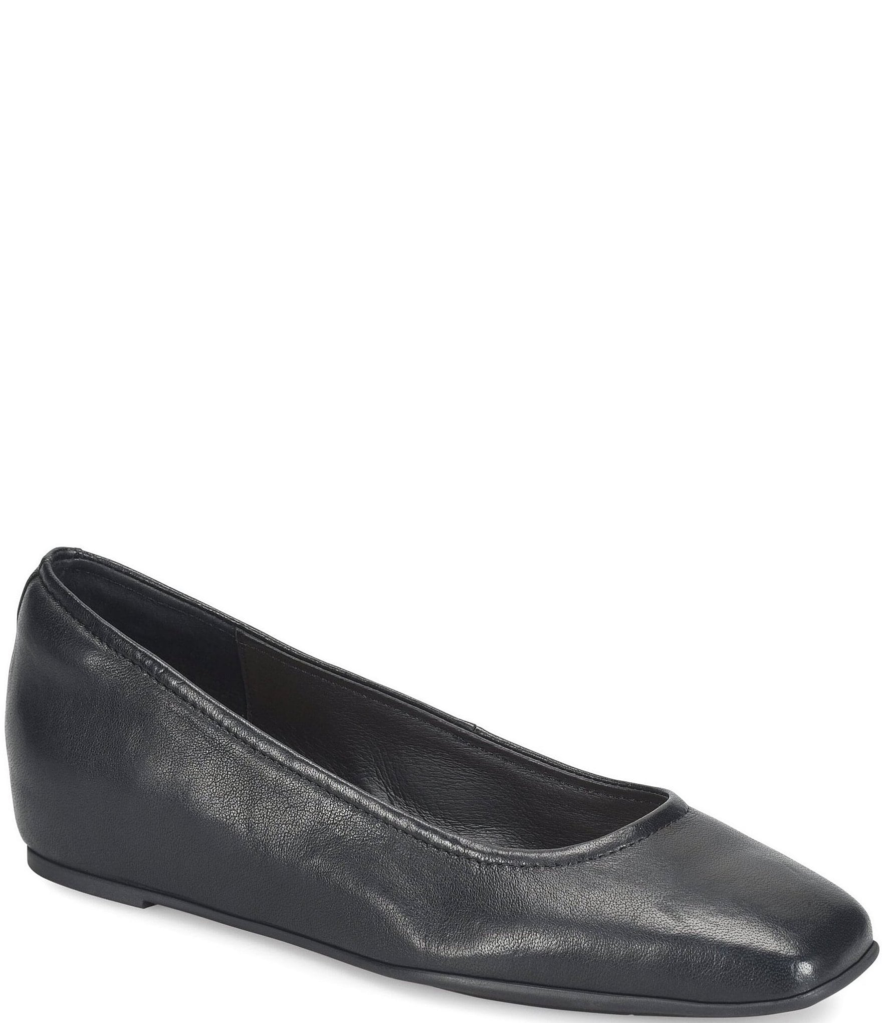 Sofft Poppy Leather Slip On Ballet Wedge Pumps