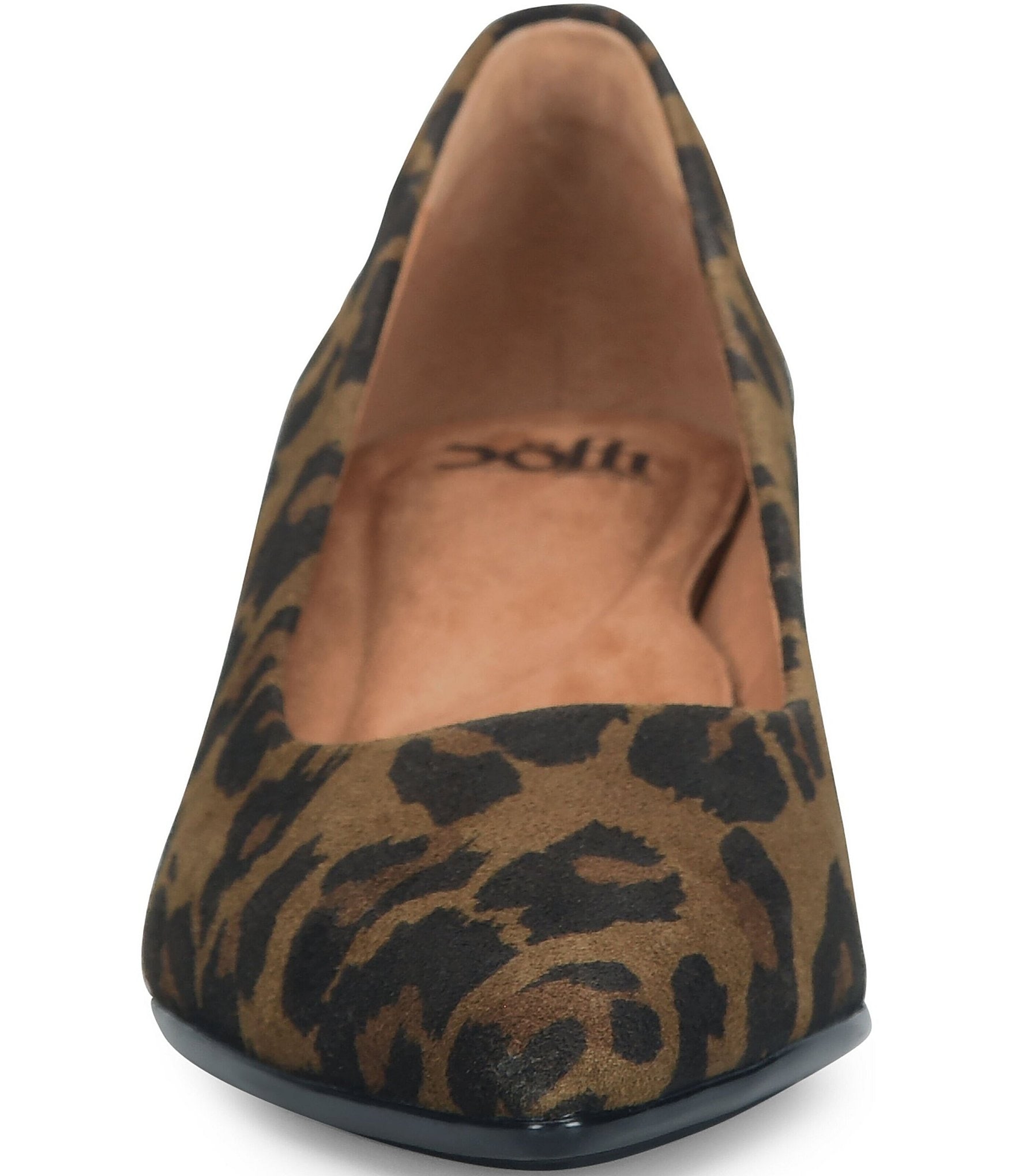Sofft Sabrina Leopard Print Suede Pointed Toe Kitten Heel Pumps