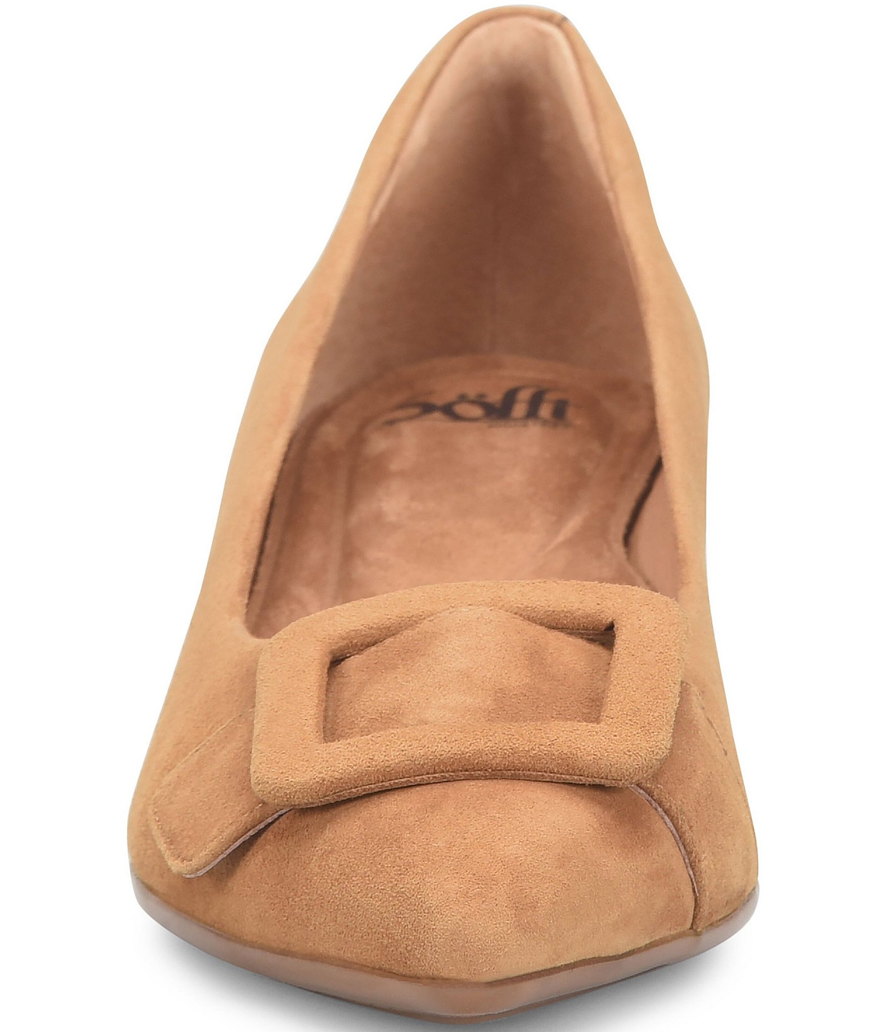 Sofft Sadie Suede Buckle Ornament Pointed Toe Kitten Heel Pumps