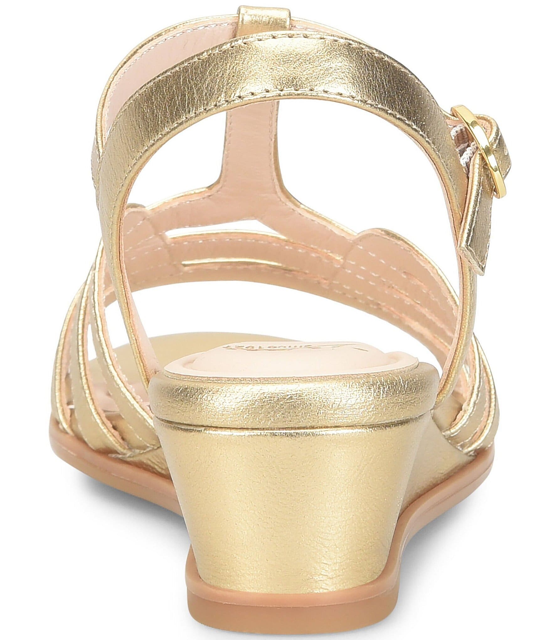 Sofft Scarlet Metallic Leather Wedge Sandals