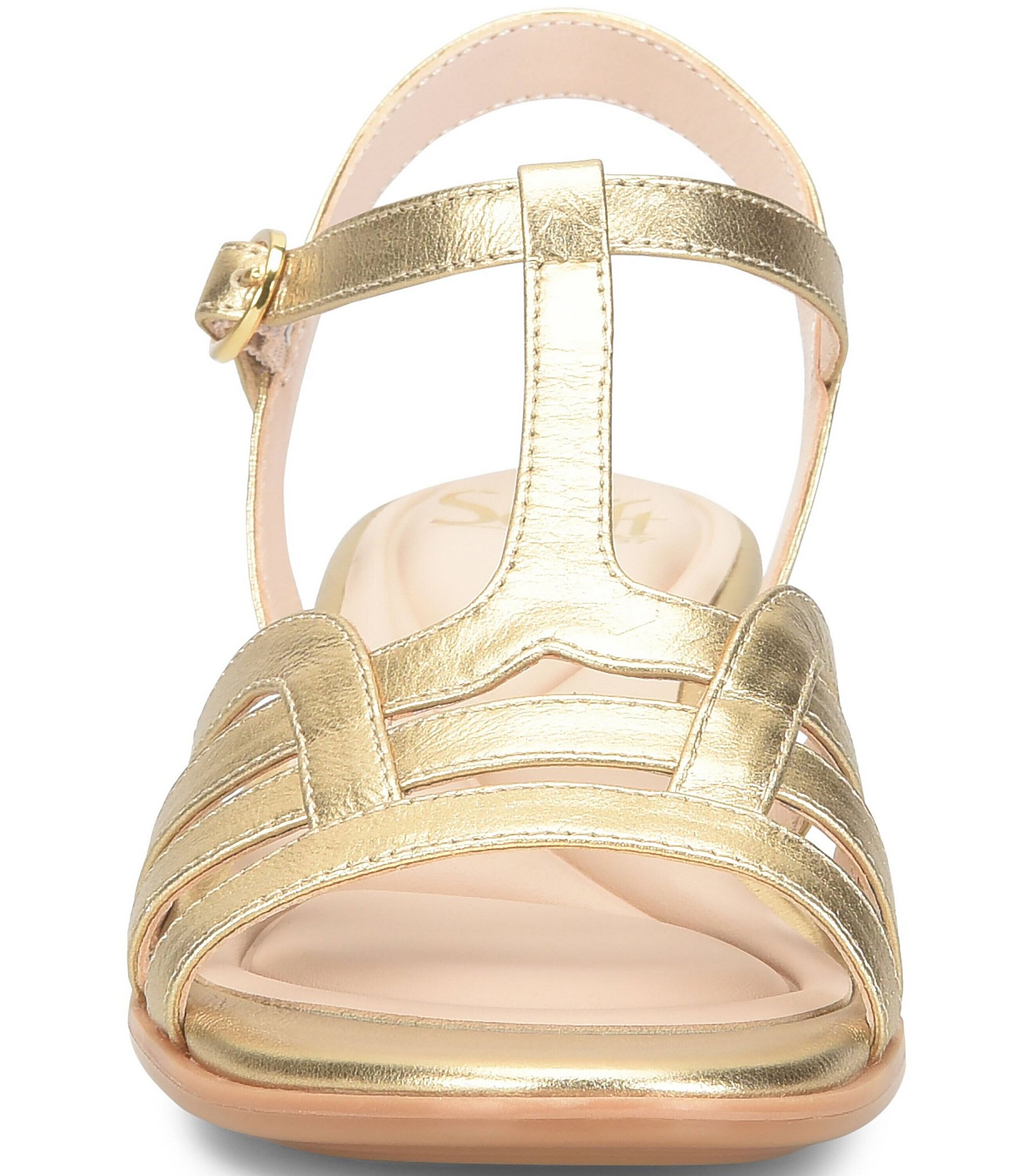 Sofft Scarlet Metallic Leather Wedge Sandals