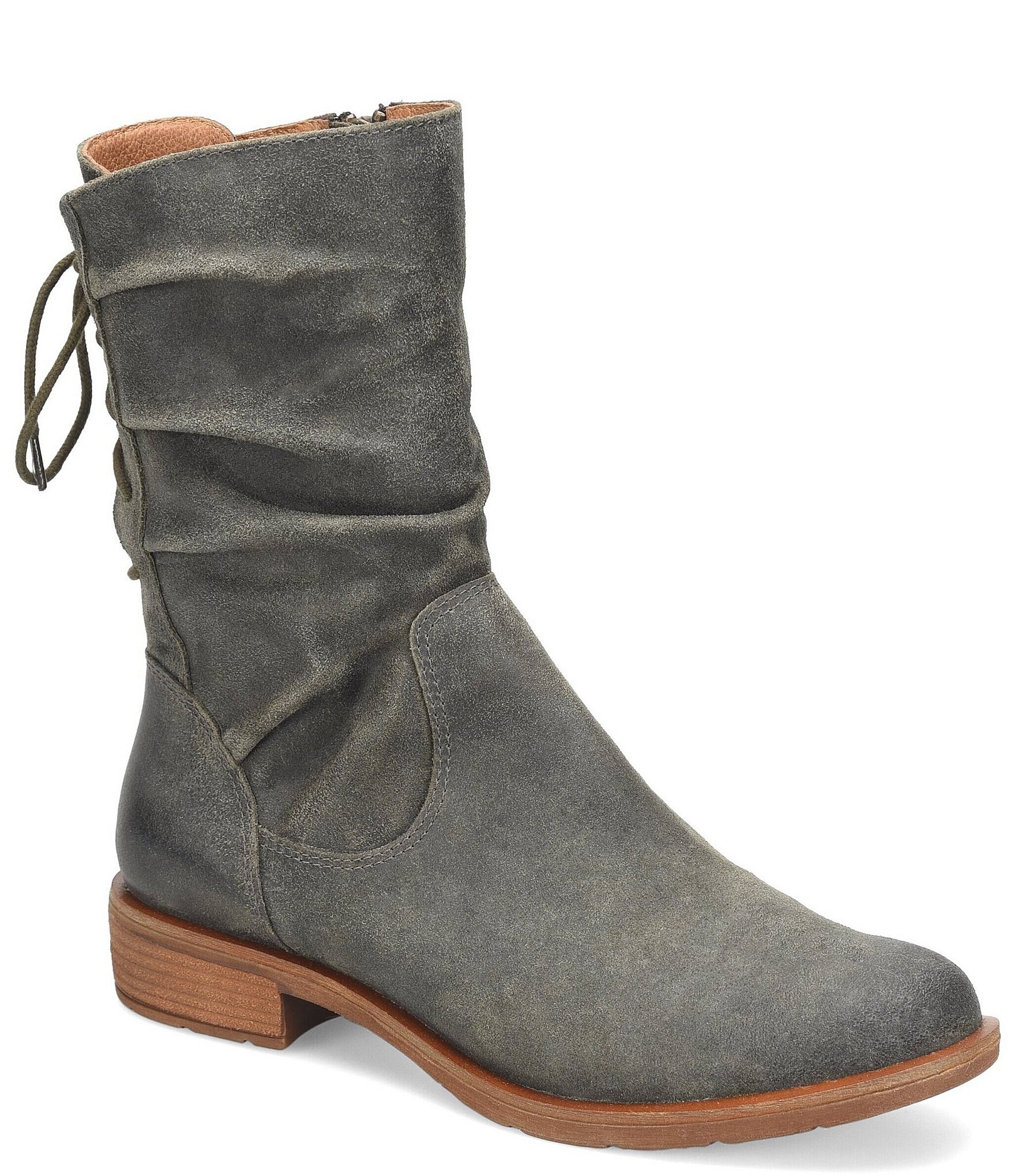 Sofft Sharnell Low Waterproof Suede Lace-Up Back Zip Boots | Dillard's