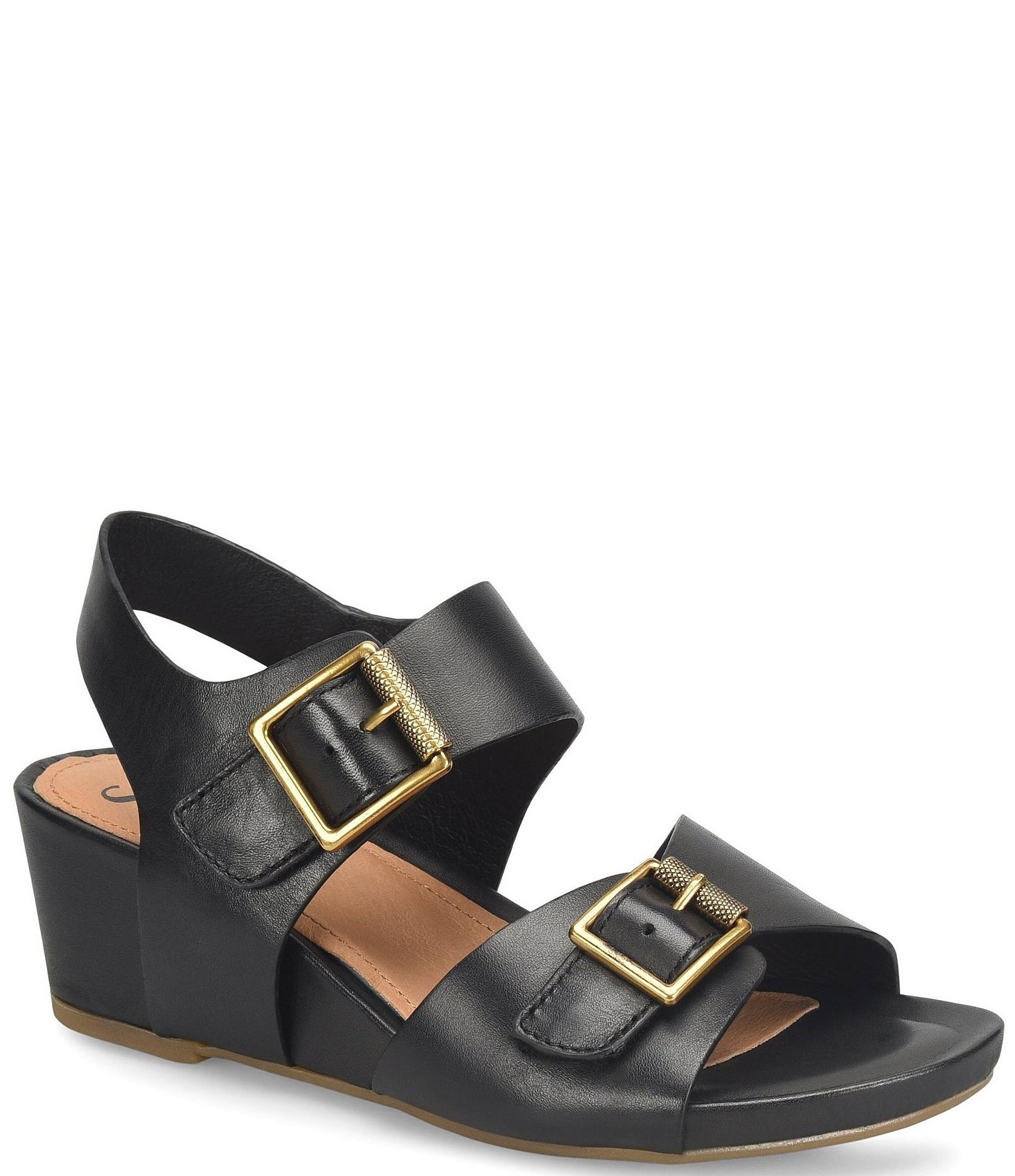 Sofft Valeri Leather Buckle Wedge Sandals | Dillard's