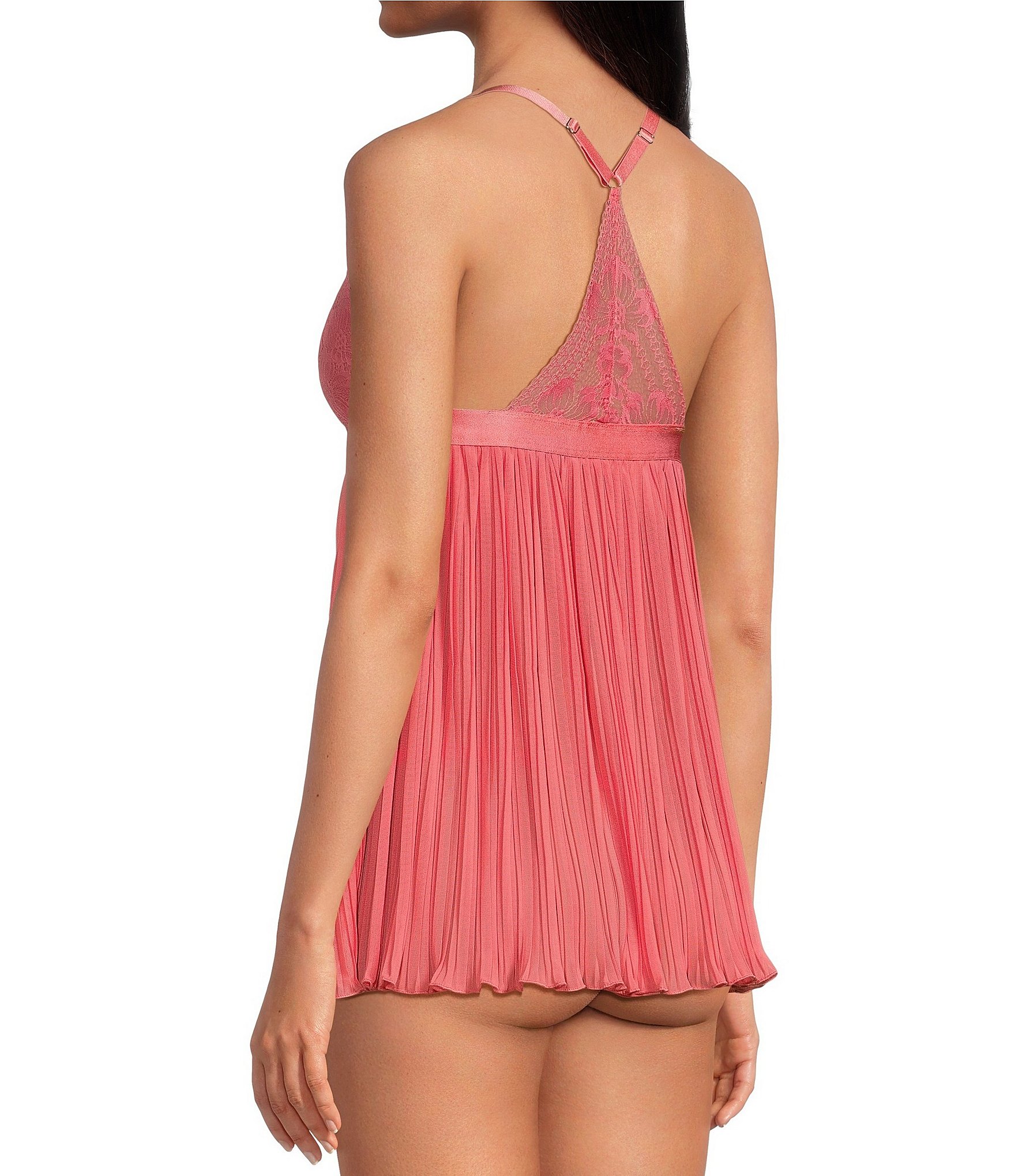 Soft Lace Cup & Pleated Mesh Babydoll