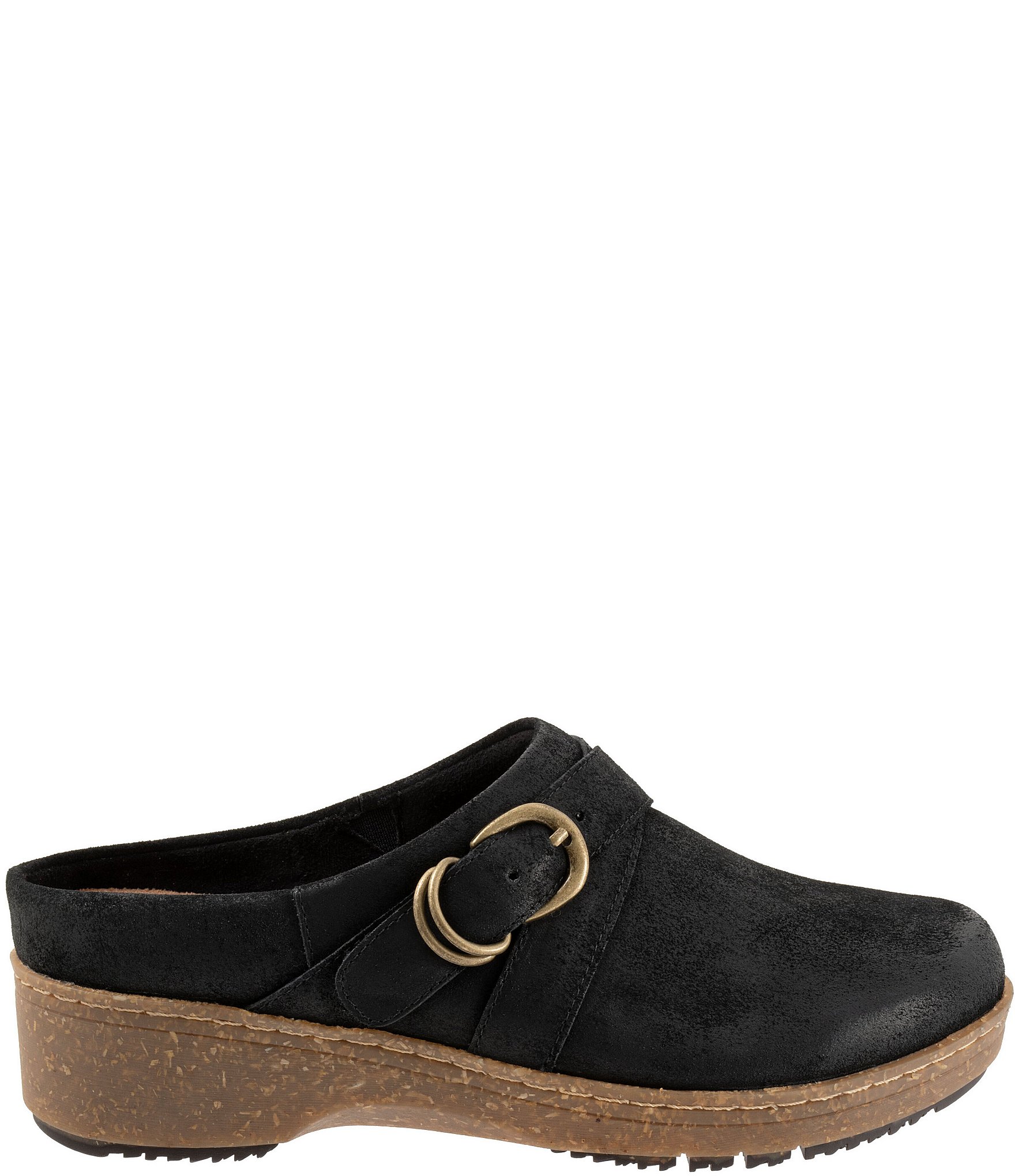 SoftWalk Asmara Suede Buckle Hardware Strap Clogs