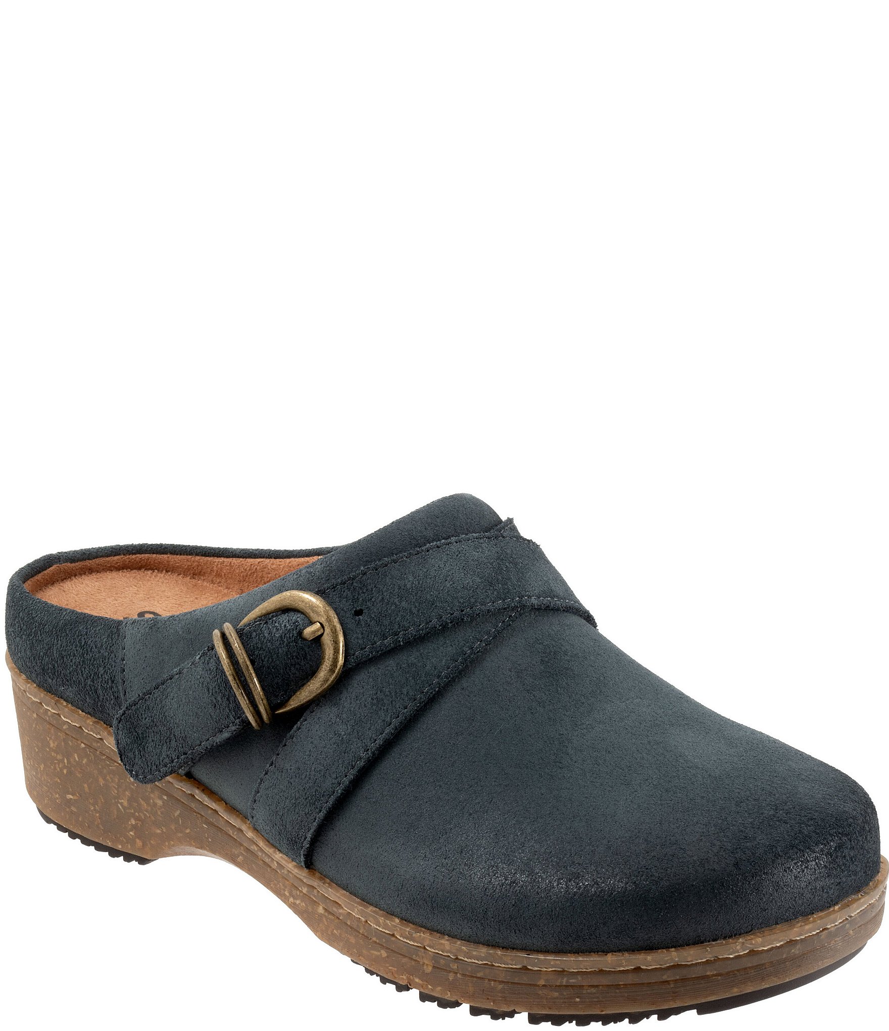 SoftWalk Asmara Suede Buckle Hardware Strap Clogs