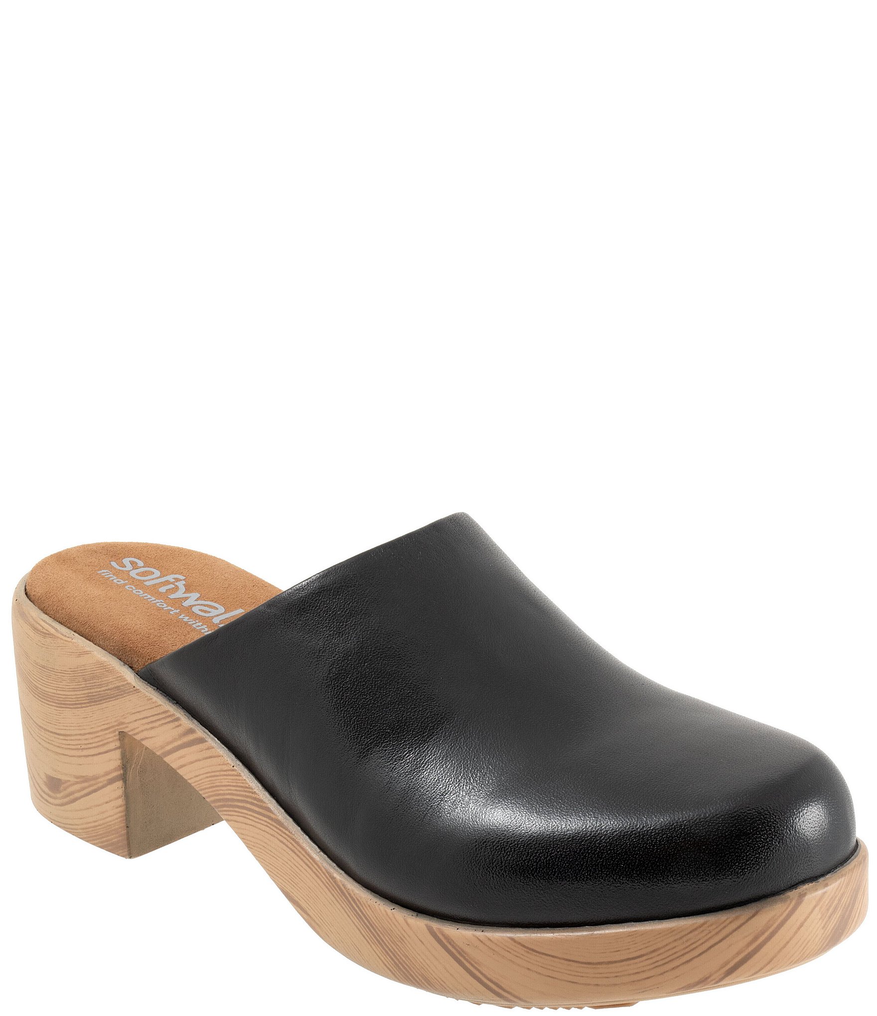 SoftWalk Felida Leather Platform Clogs