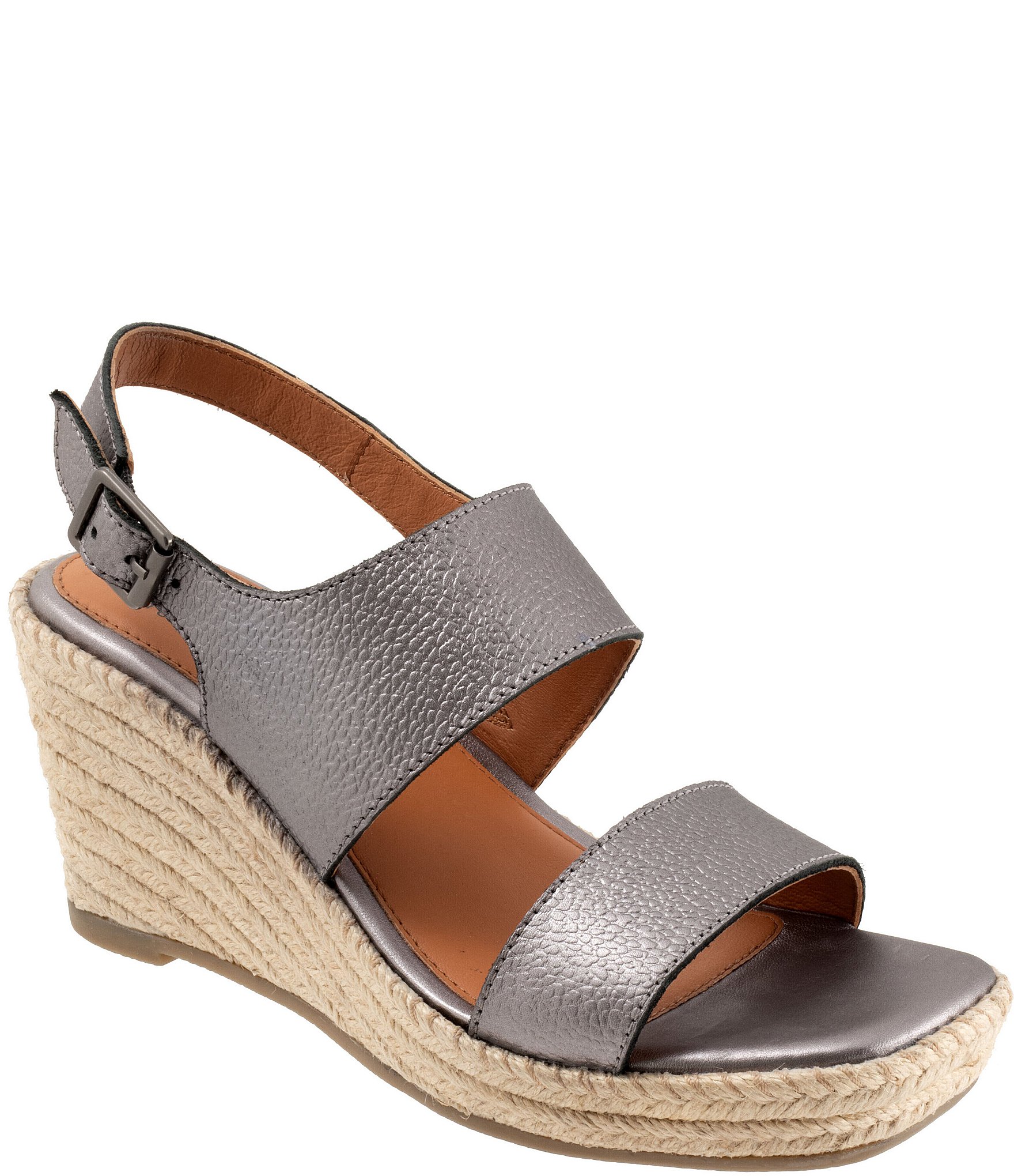 SoftWalk Hartley Leather Espadrille Wedge Sandals | Dillard's