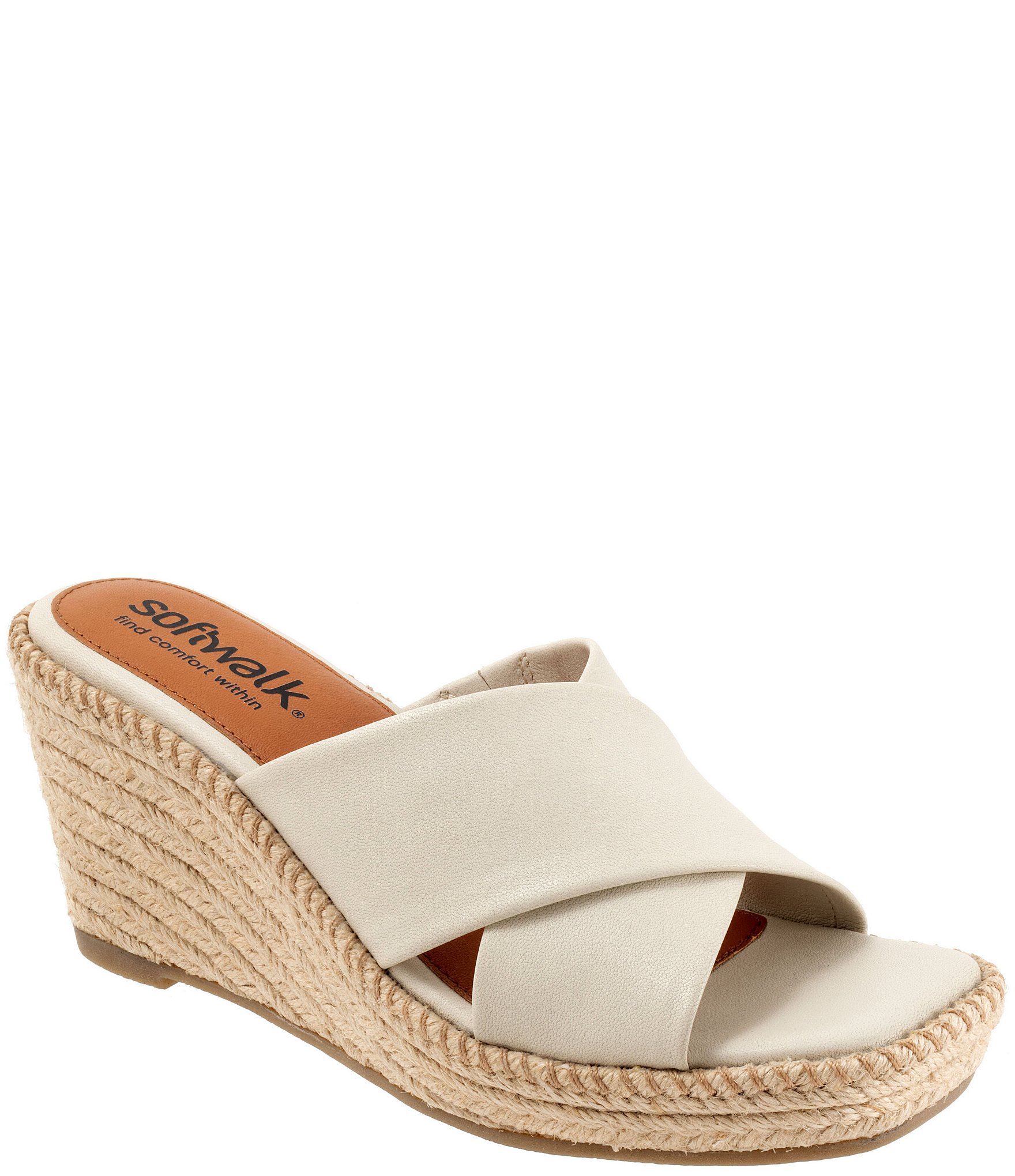 SoftWalk Hastings Leather Espadrille Wedge Slides | Dillard's