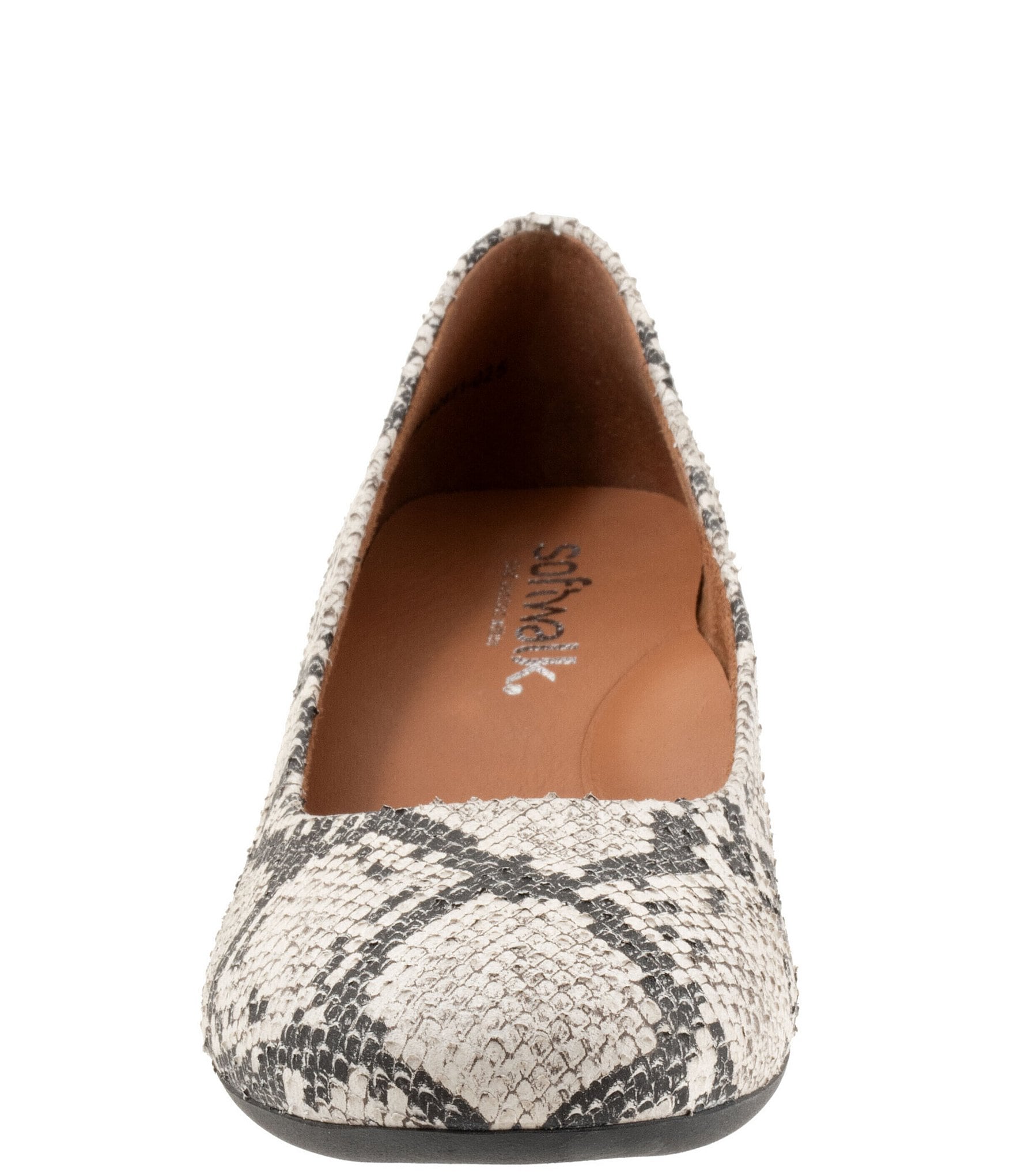 SoftWalk Lynn Snake Print Leather Block Heel Pumps