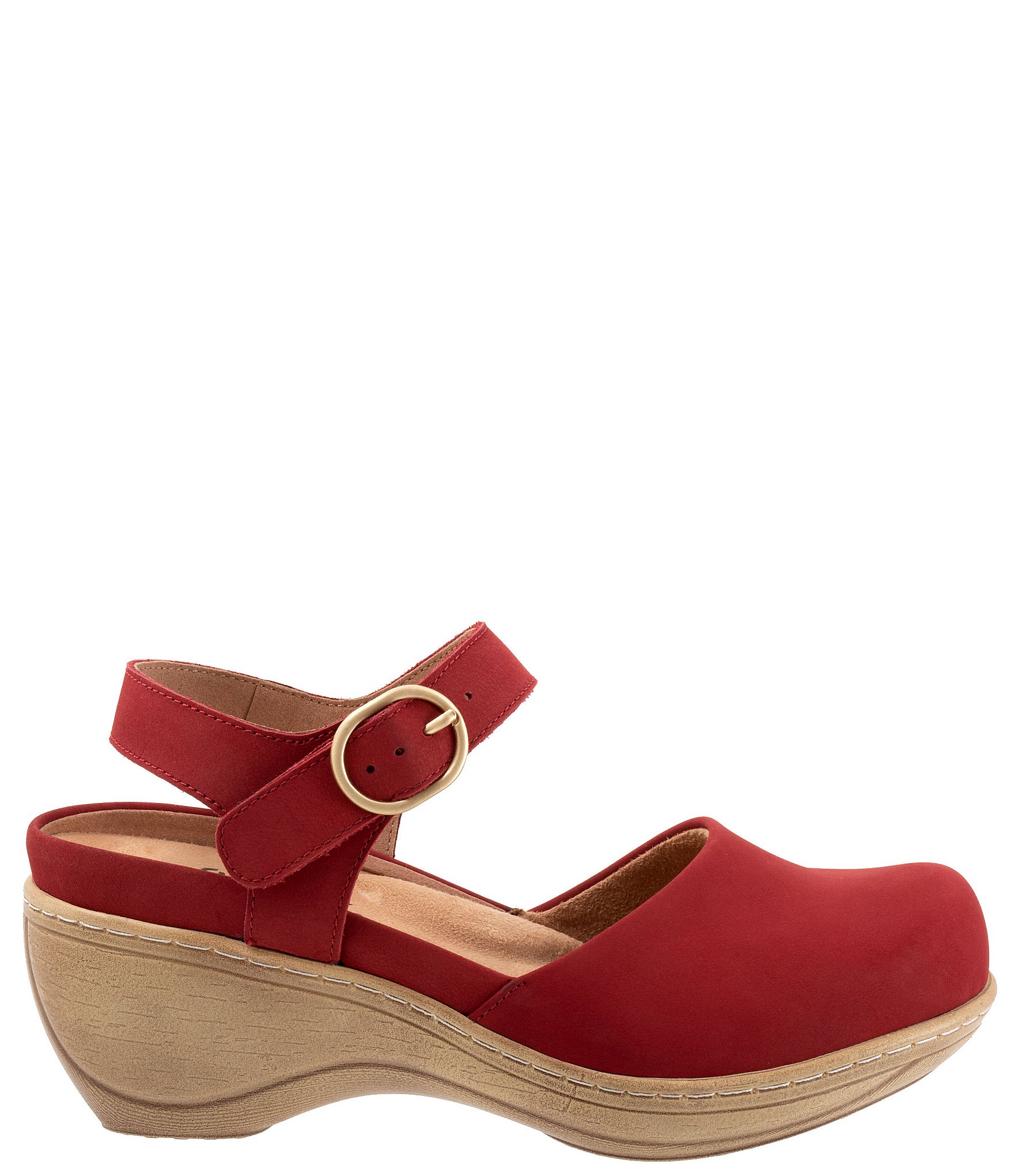 SoftWalk Mabelle Nubuck Suede Ankle Strap Clogs