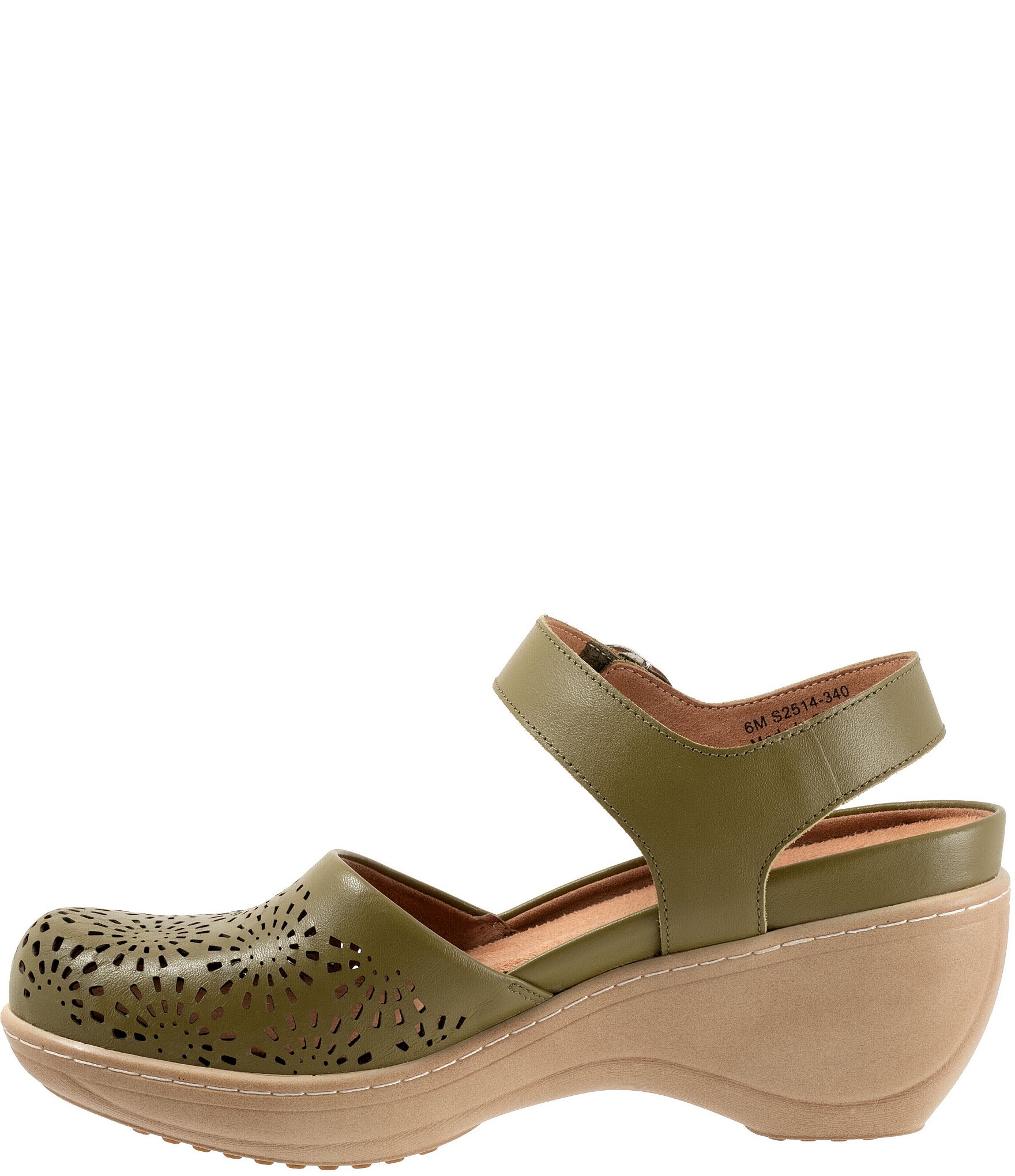 SoftWalk Mabelle Perforated Leather Ankle Strap Clogs