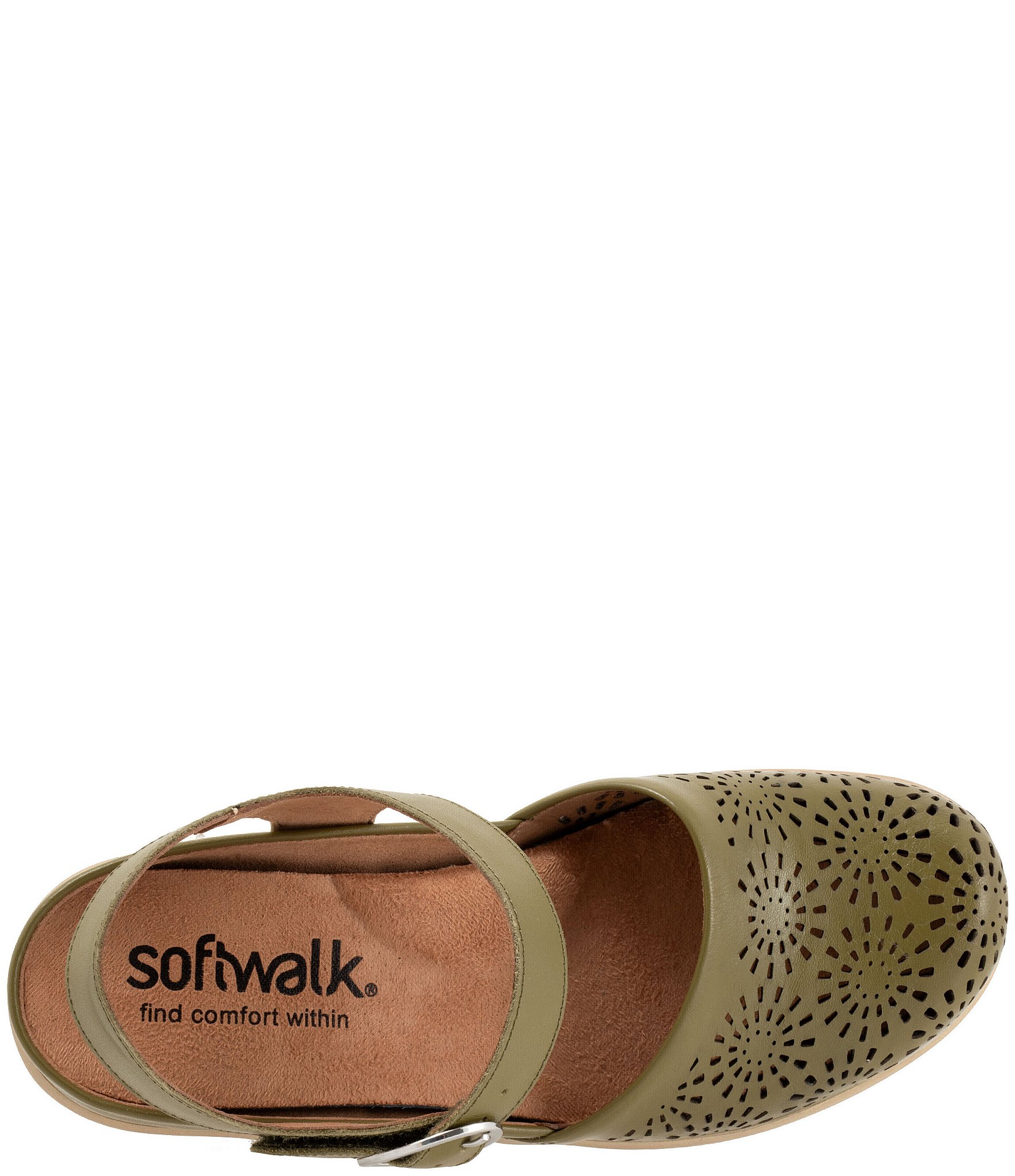 SoftWalk Mabelle Perforated Leather Ankle Strap Clogs