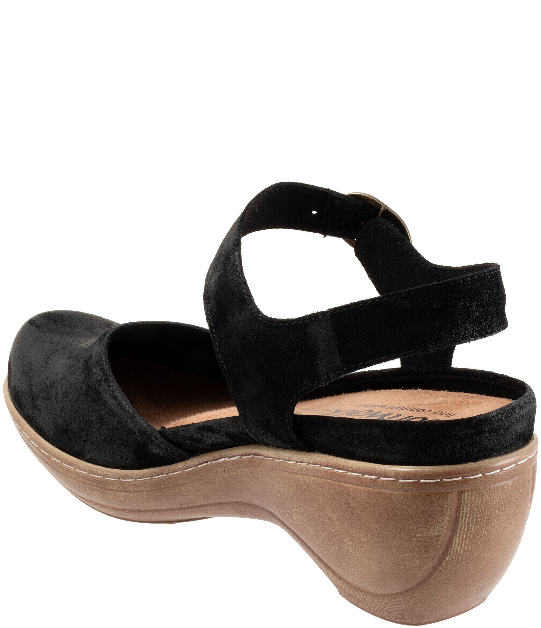SoftWalk Mabelle Suede Ankle Strap Clogs