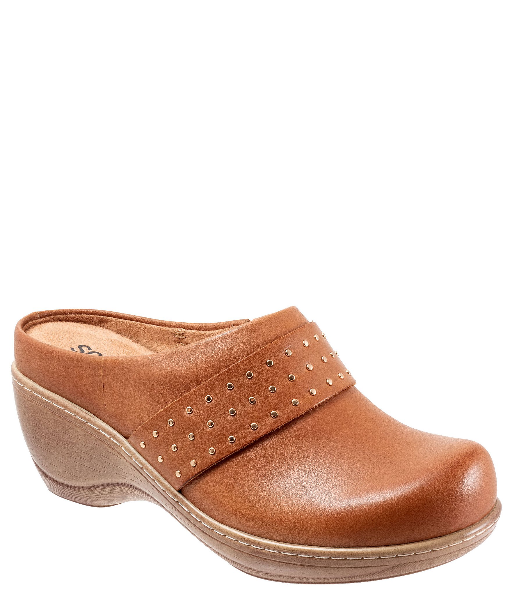 SoftWalk Marana Leather Studded Clogs | Dillard's