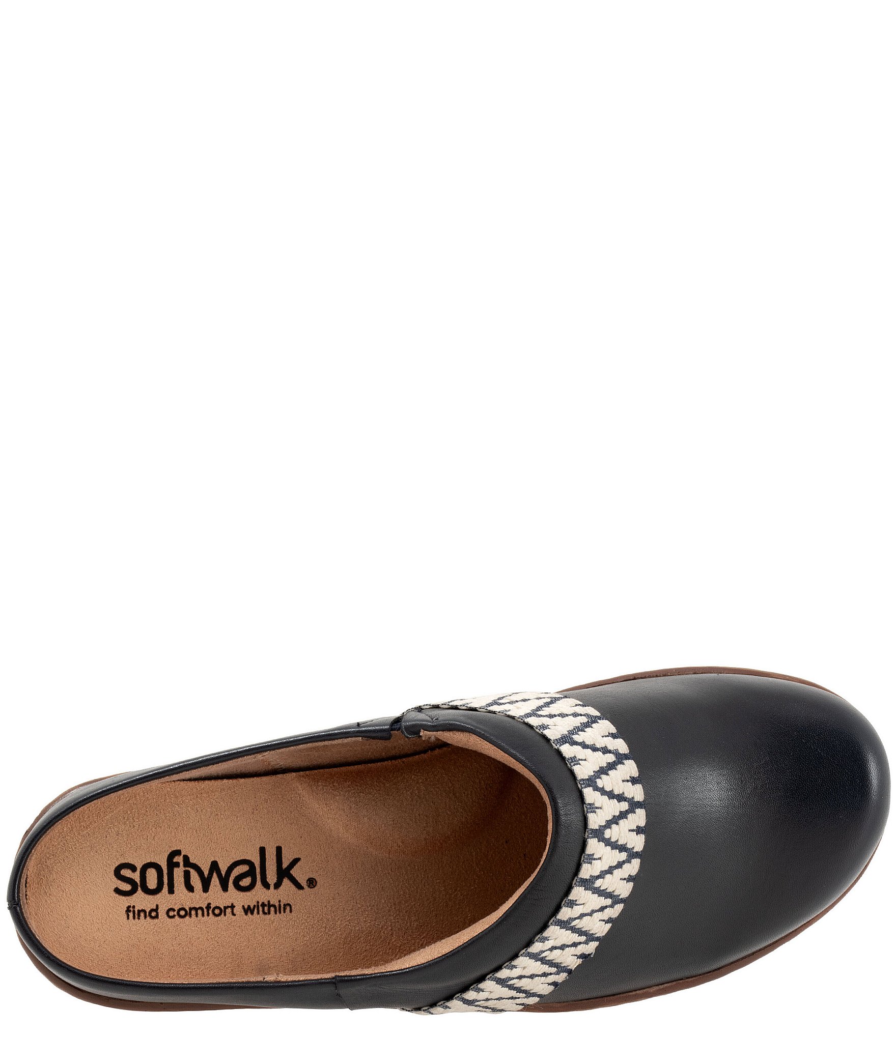 SoftWalk Marion Leather Chevron Detail Clogs
