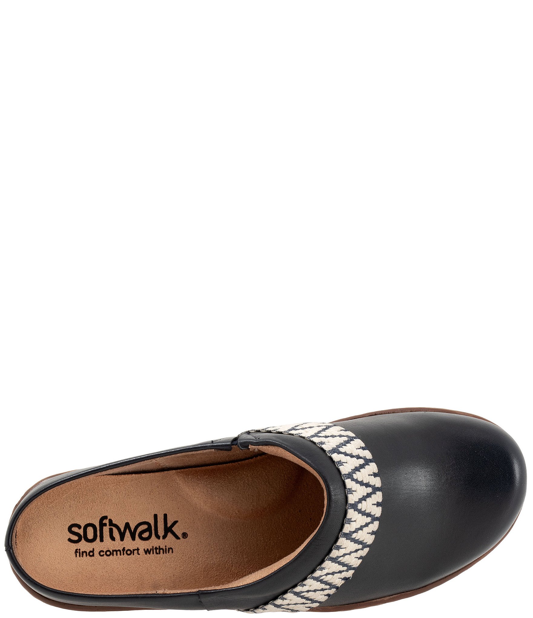 SoftWalk Marion Leather Chevron Detail Clogs