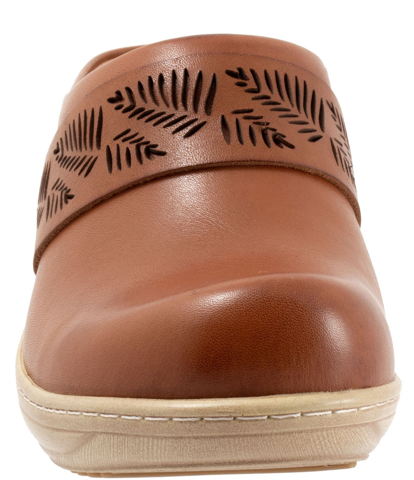 SoftWalk Melita Leaf Detail Leather Clogs