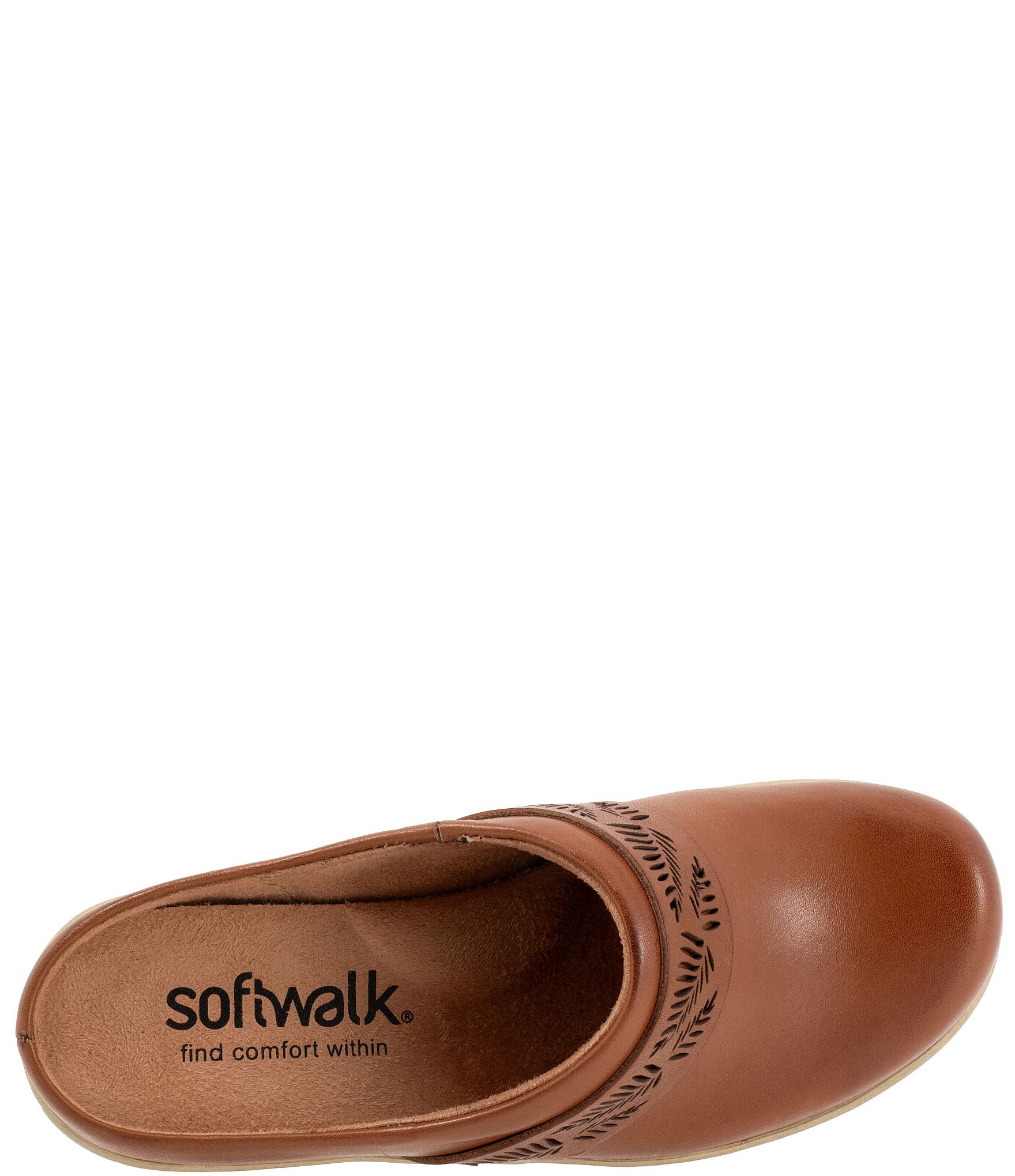 SoftWalk Melita Leaf Detail Leather Clogs