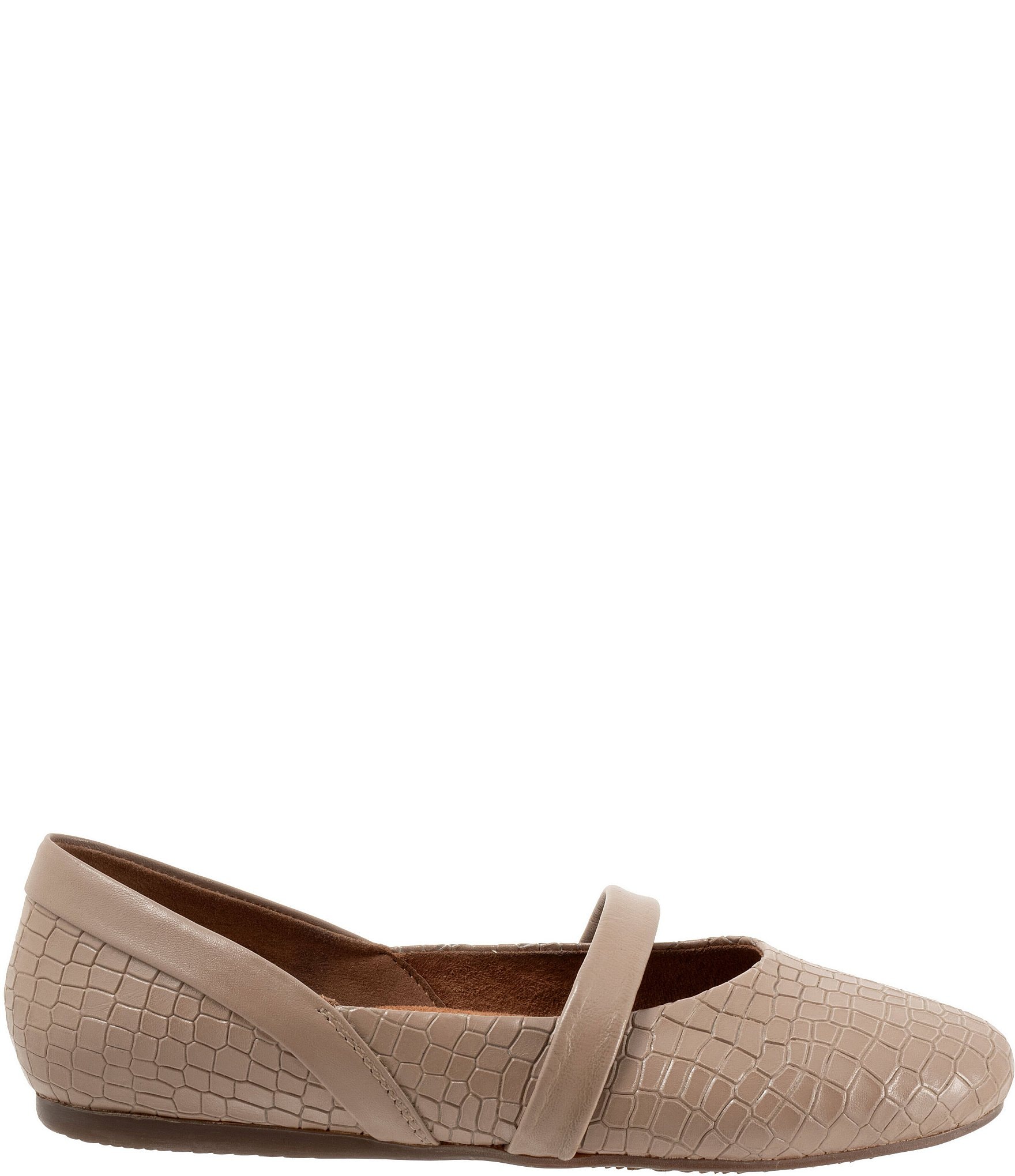 SoftWalk Samara Croco Embossed Leather Mary Jane Flats