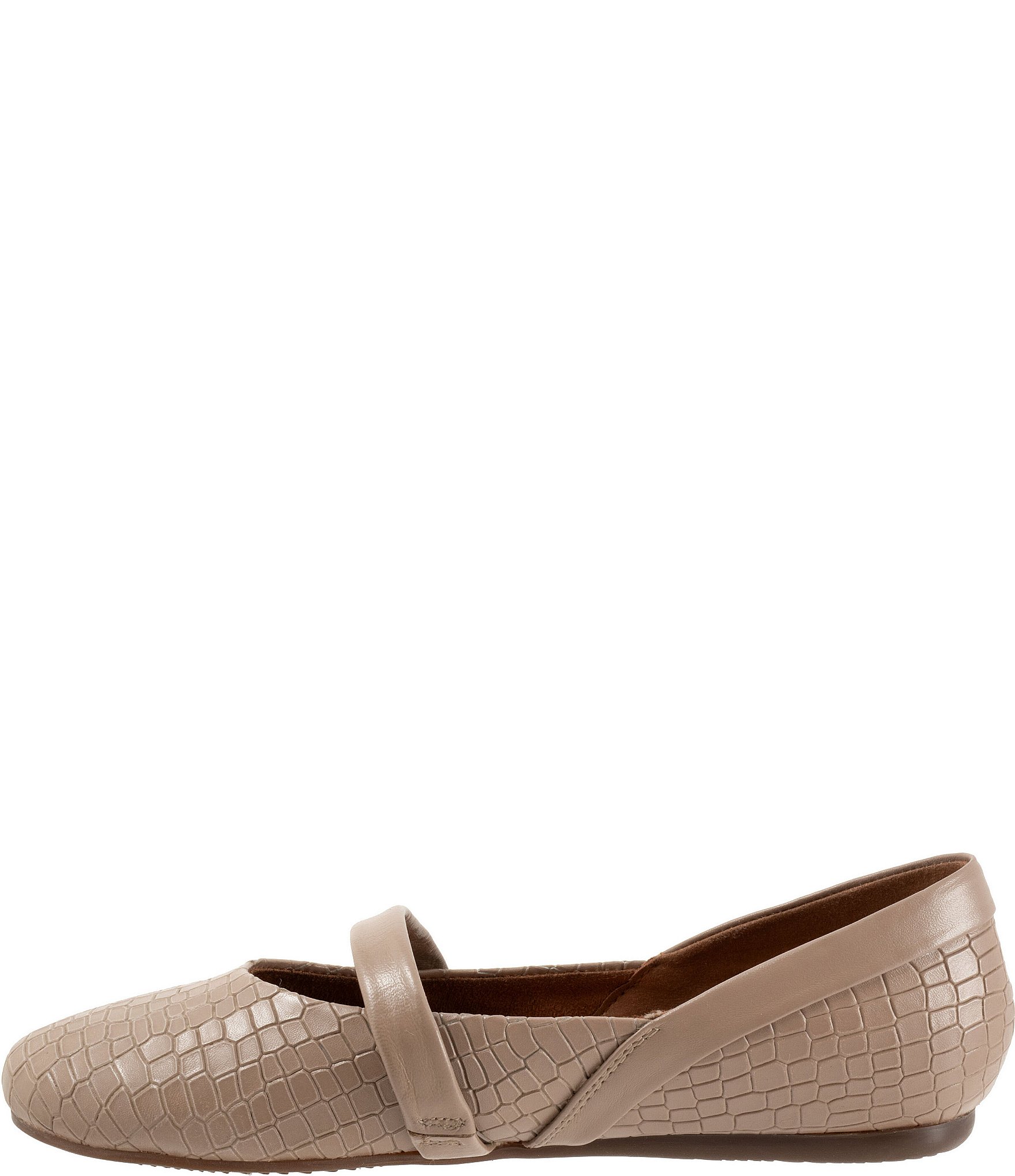 SoftWalk Samara Croco Embossed Leather Mary Jane Flats