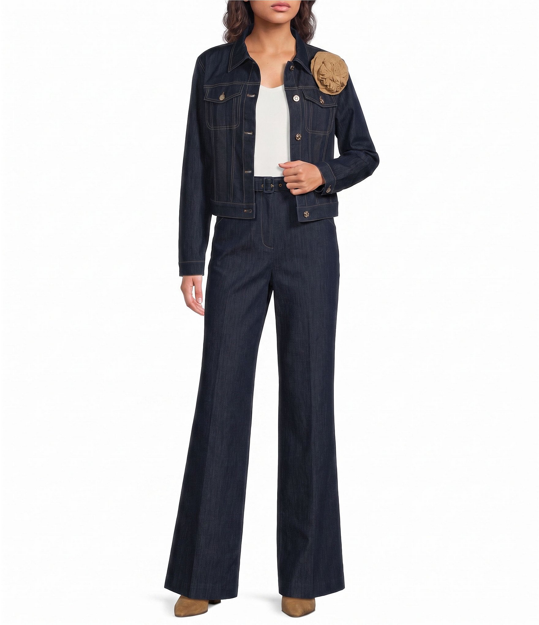 Sonia Rykiel Trucker Rosette Denim Button Front Jacket