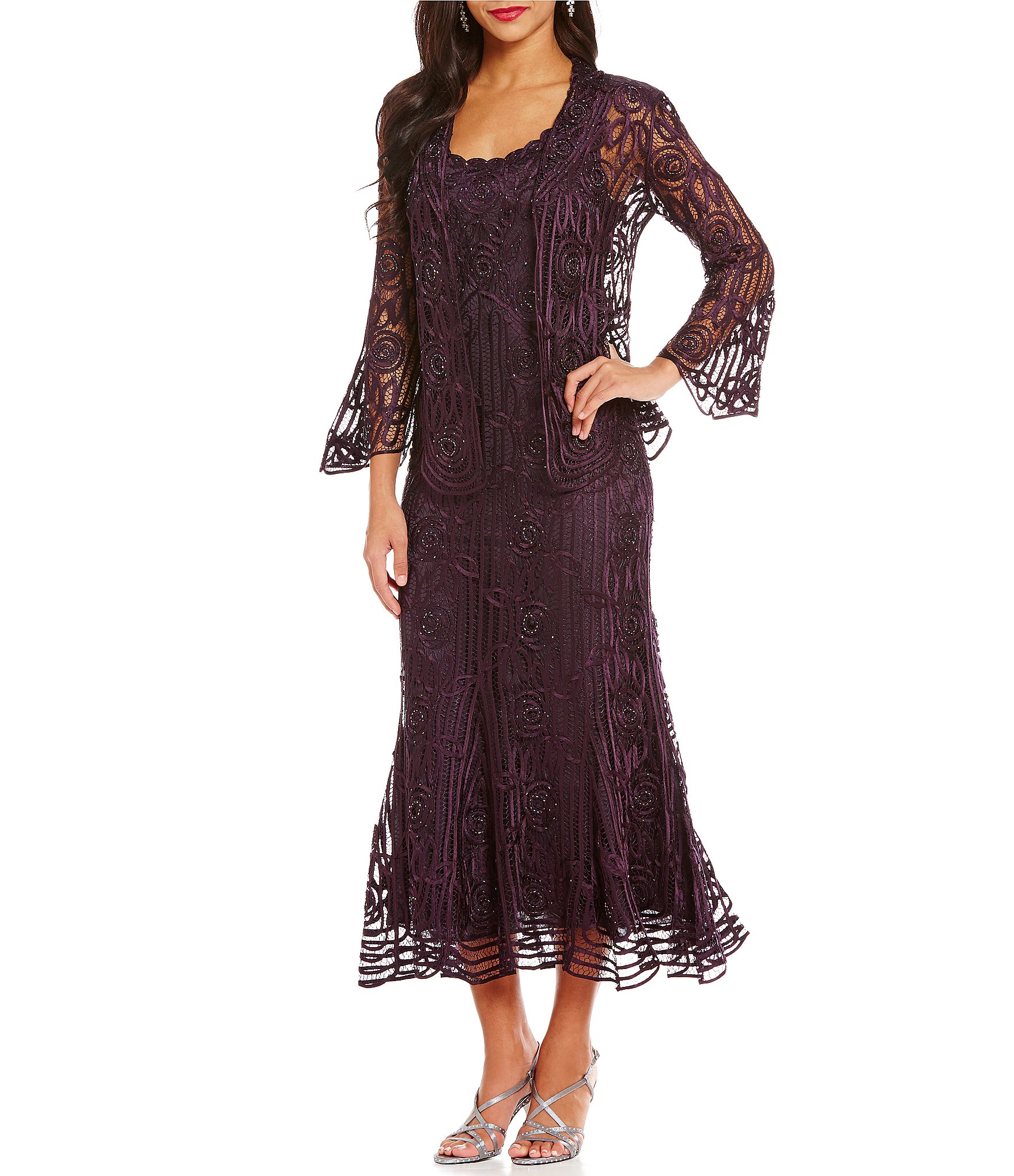 Soulmates Silk Lace Jacket Dress | Dillards