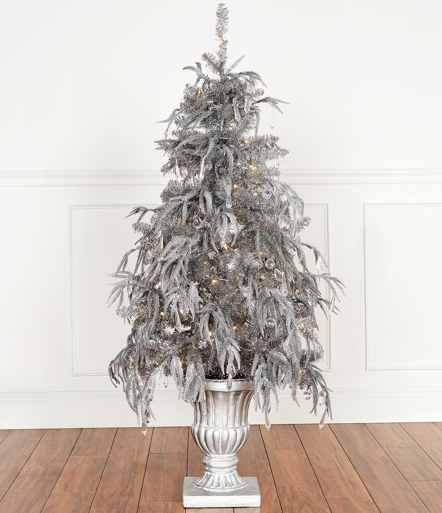 Southern Living 4ft. Pre-Lit Glittered Christmas Tree In White Washed Pot