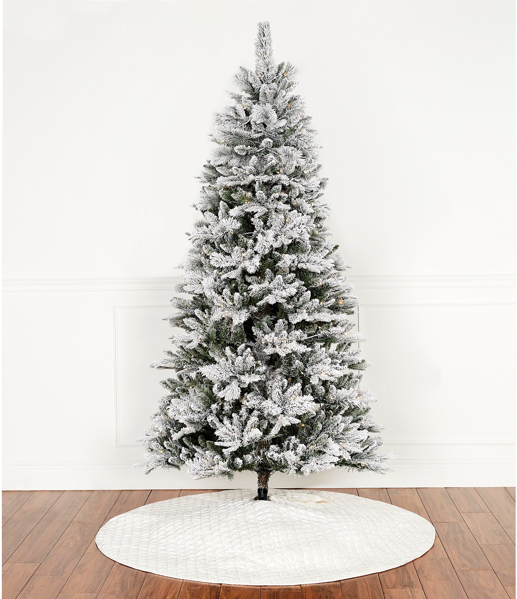 Southern Living 7 ft. PreLit LED Slim Flocked Christmas Tree