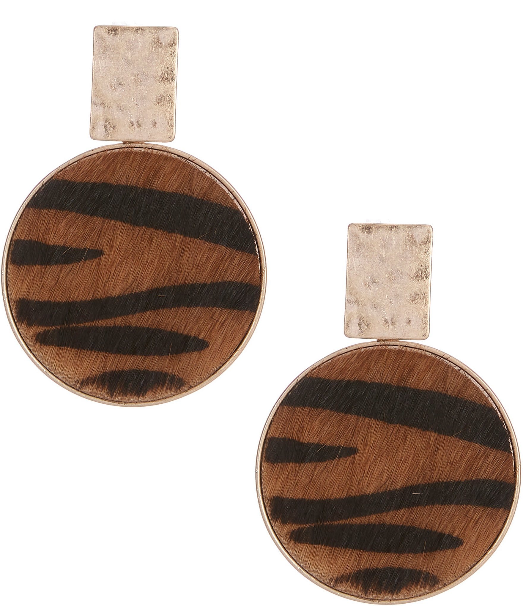 Southern Living Animal Print Inset Circle Drop Earrings