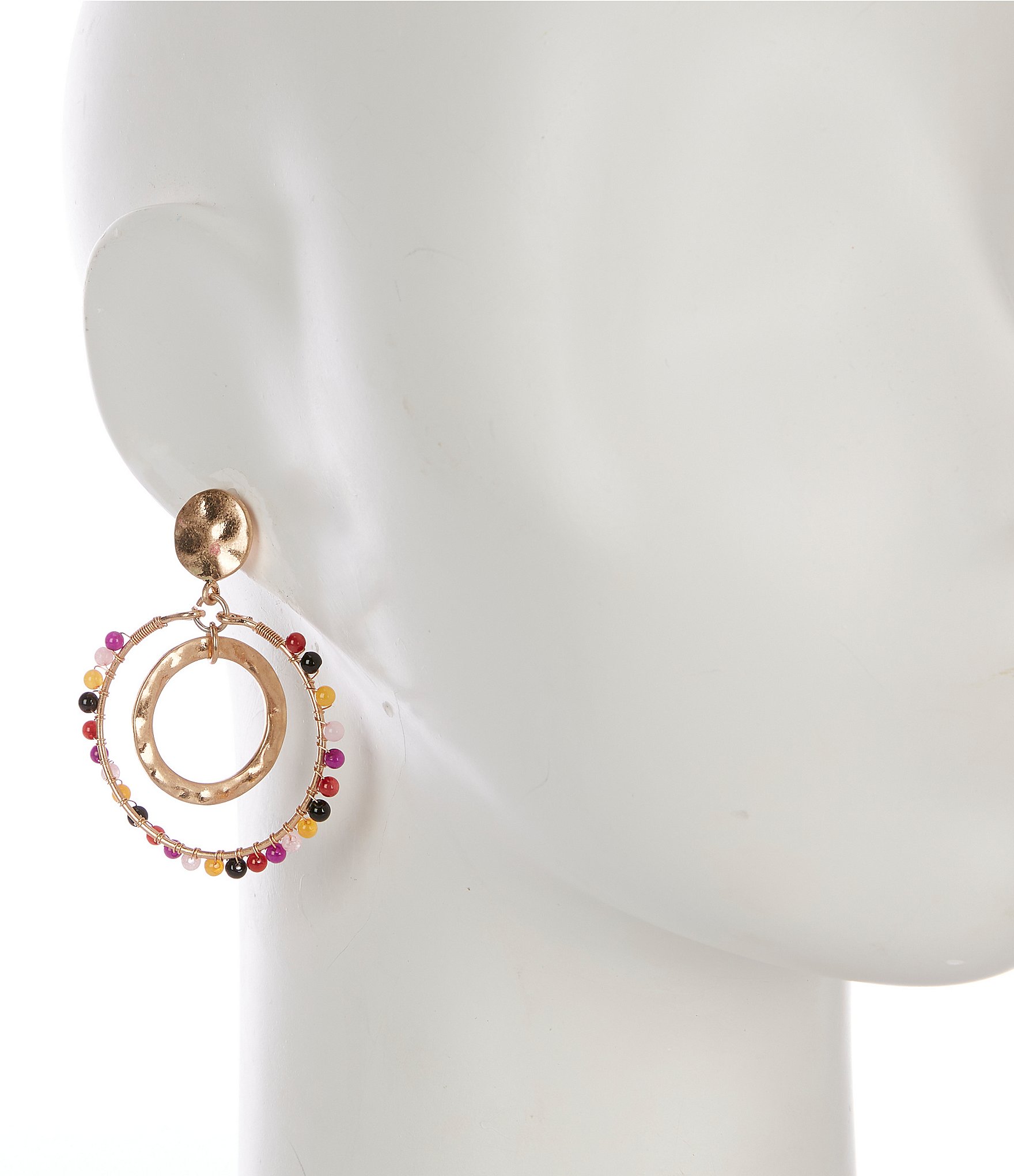 Southern Living Beaded Double Circle Statement Drop Earrings