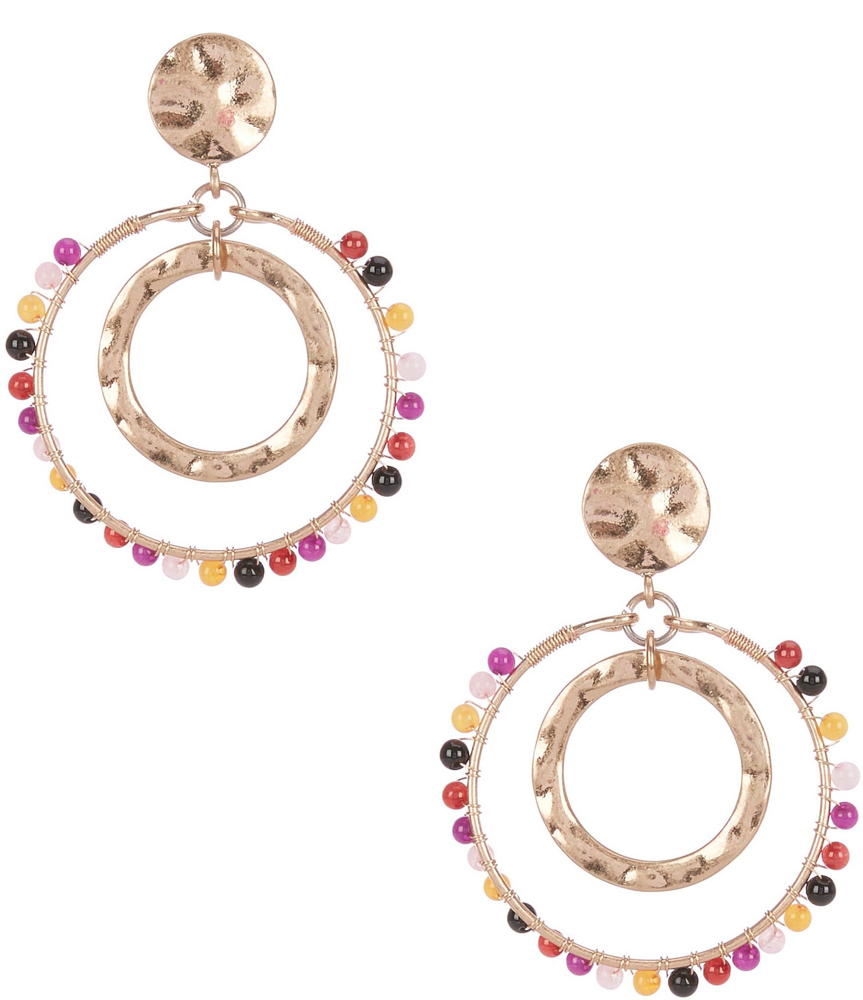 Southern Living Beaded Double Circle Statement Drop Earrings