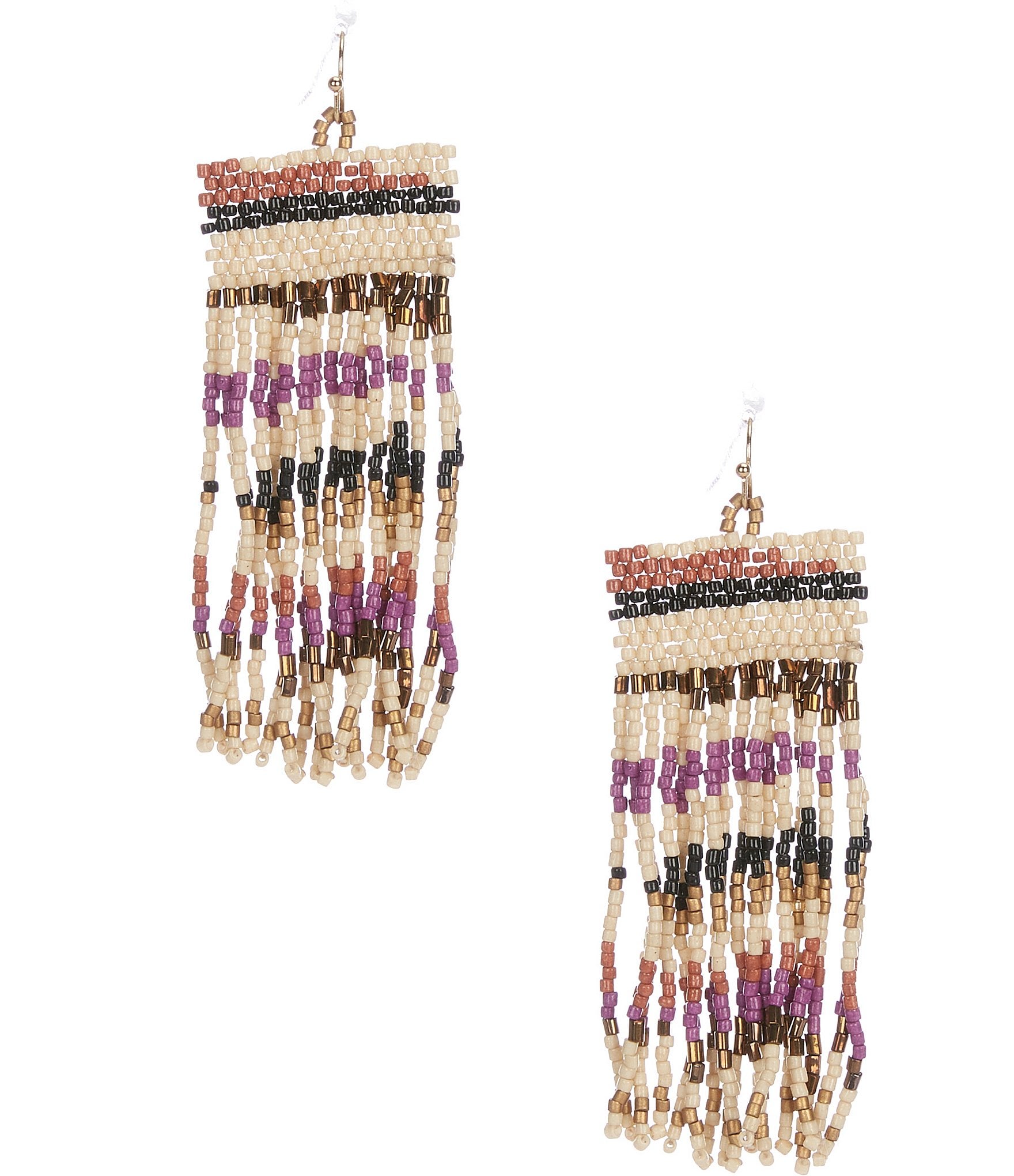 Southern Living Beaded Tassel Drop Statement Earrings