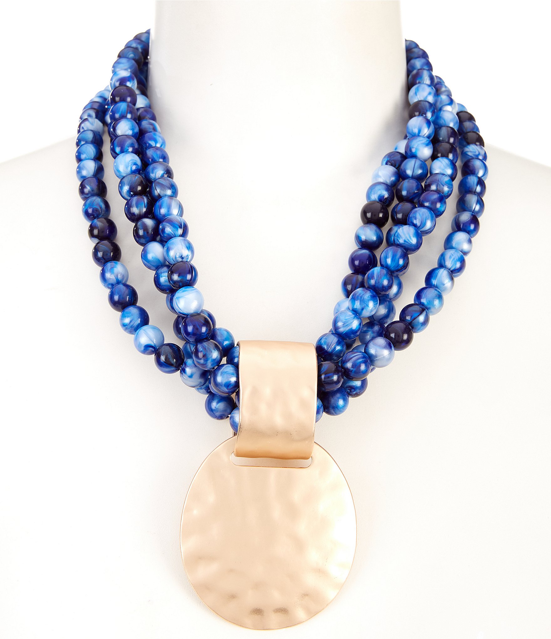 Southern Living Blue Marbled Torsade Short Pendant Necklace | Dillard's