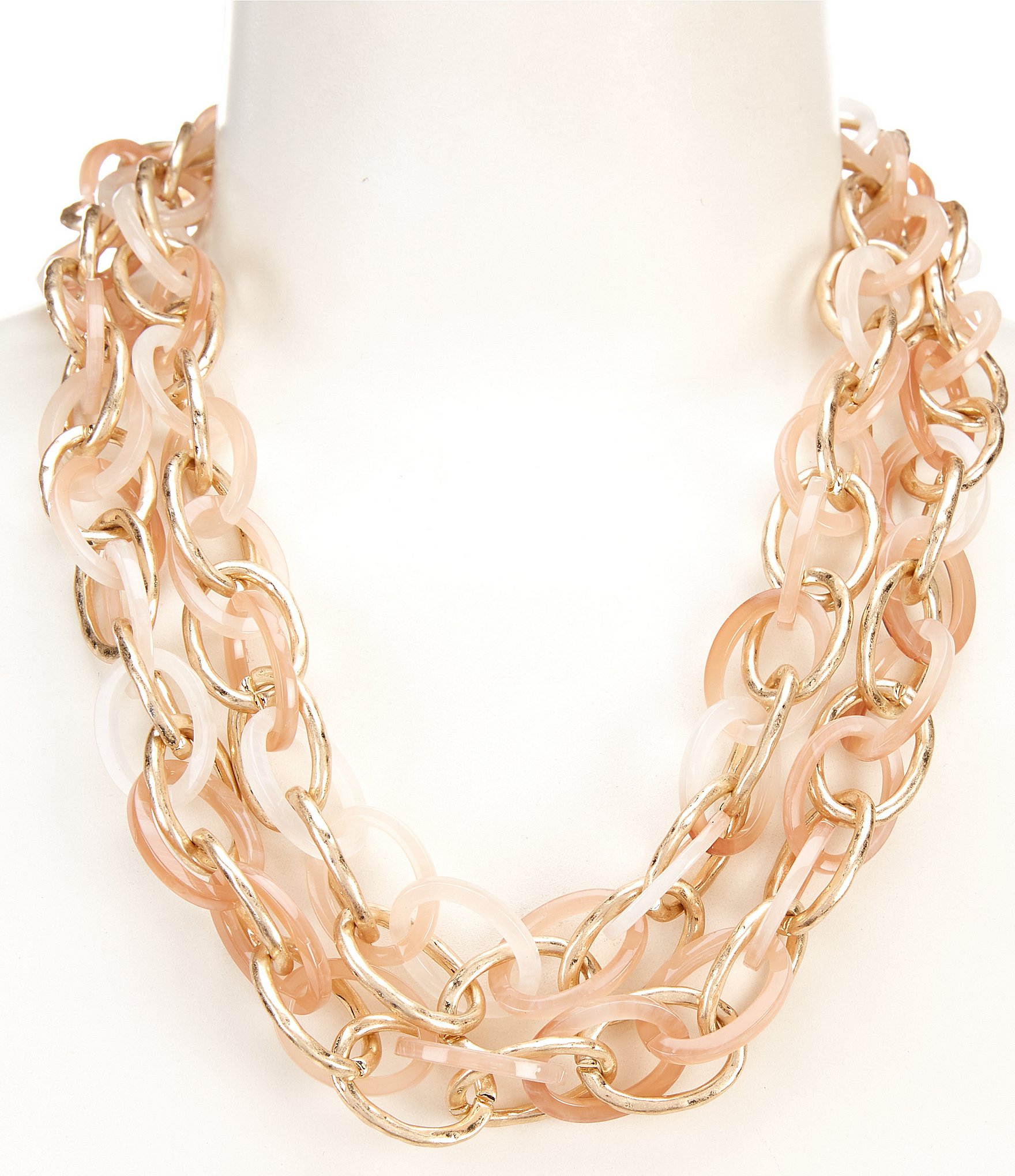 Southern Living Blush and Metal Link Short Multi-Strand Necklace ...