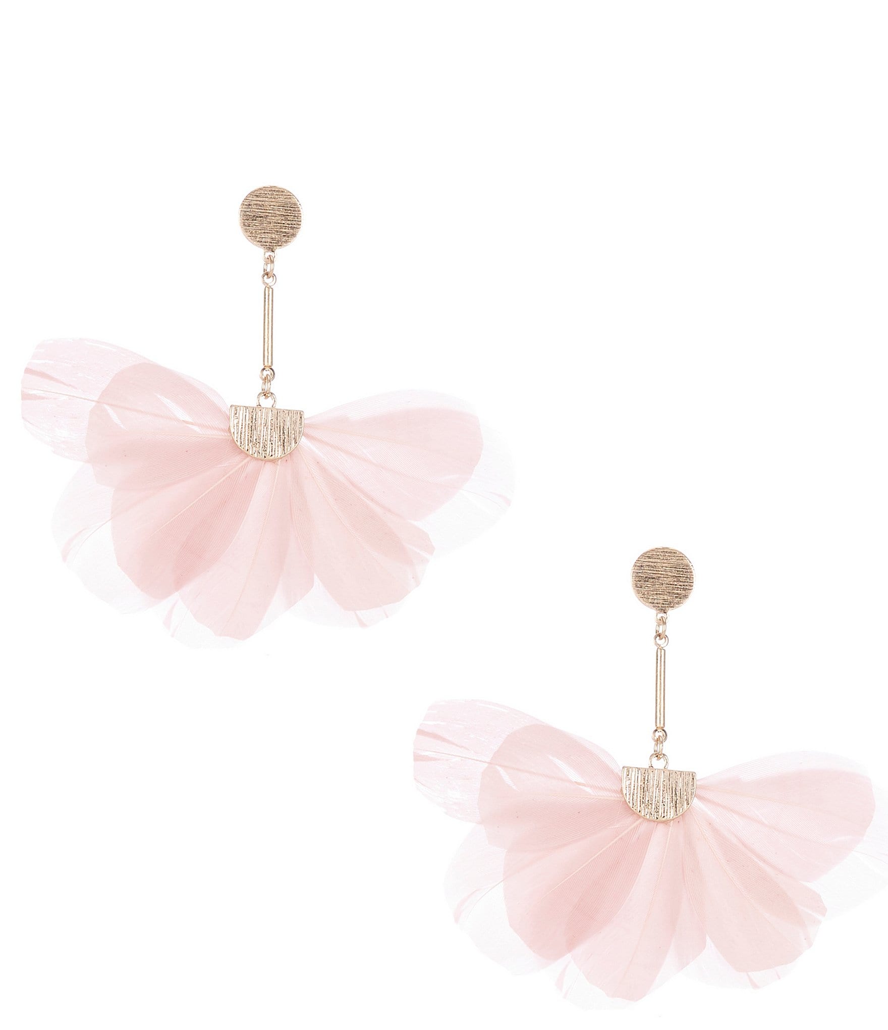 Southern Living Blush Fan Feather Drop Statement Earrings