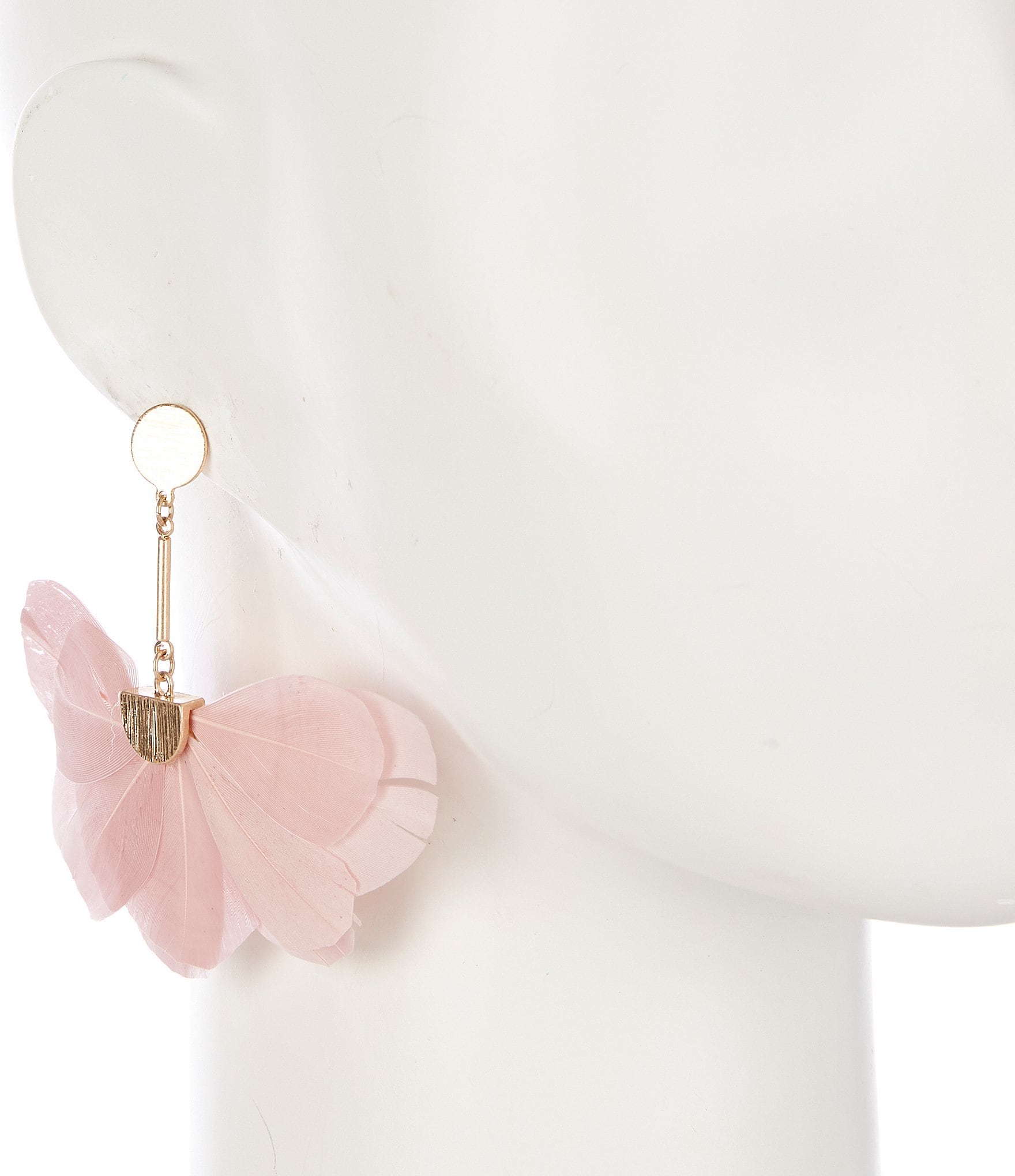 Southern Living Blush Fan Feather Drop Statement Earrings